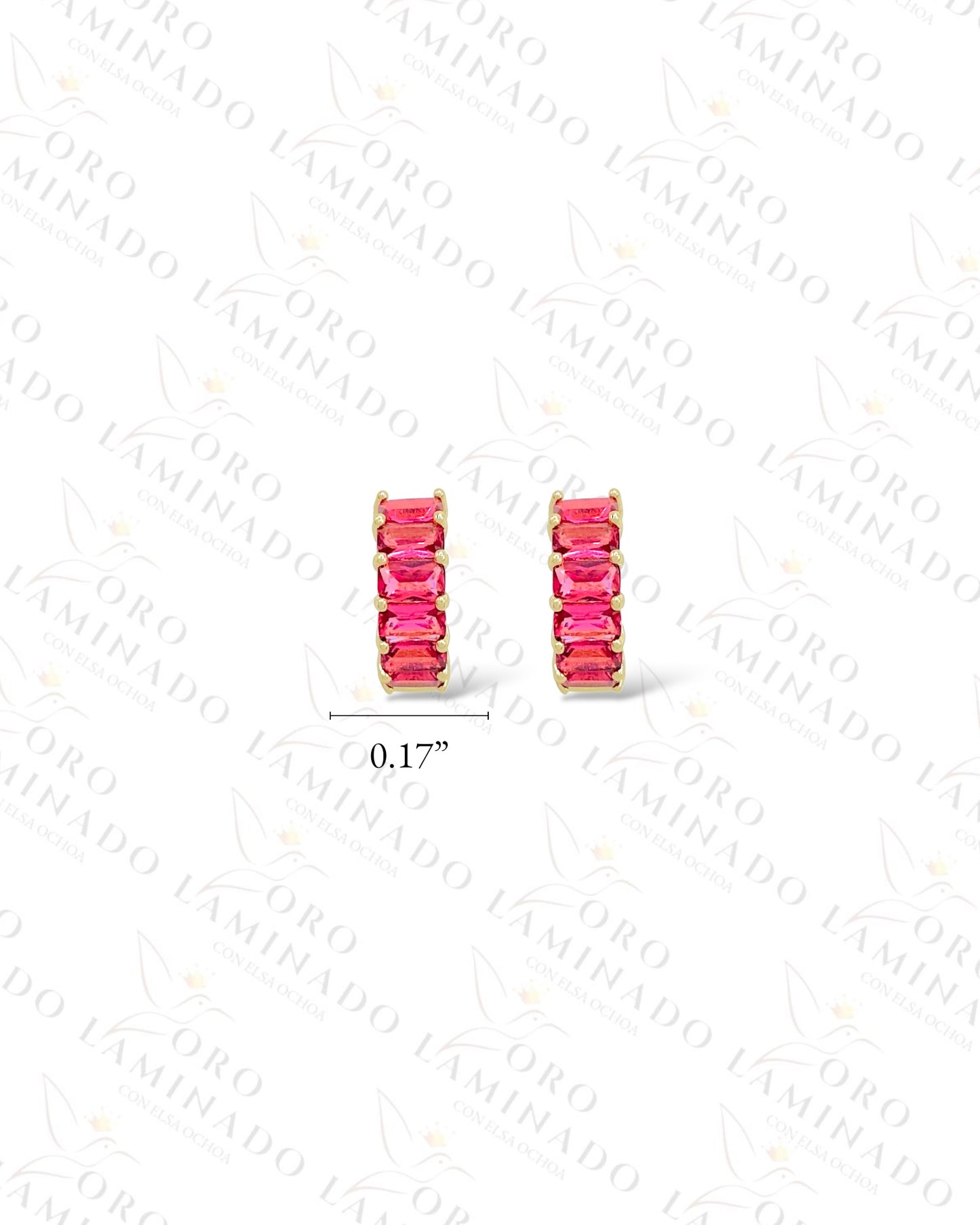 High Quality Pink Hoop Earrings (Gold Filled) Y59