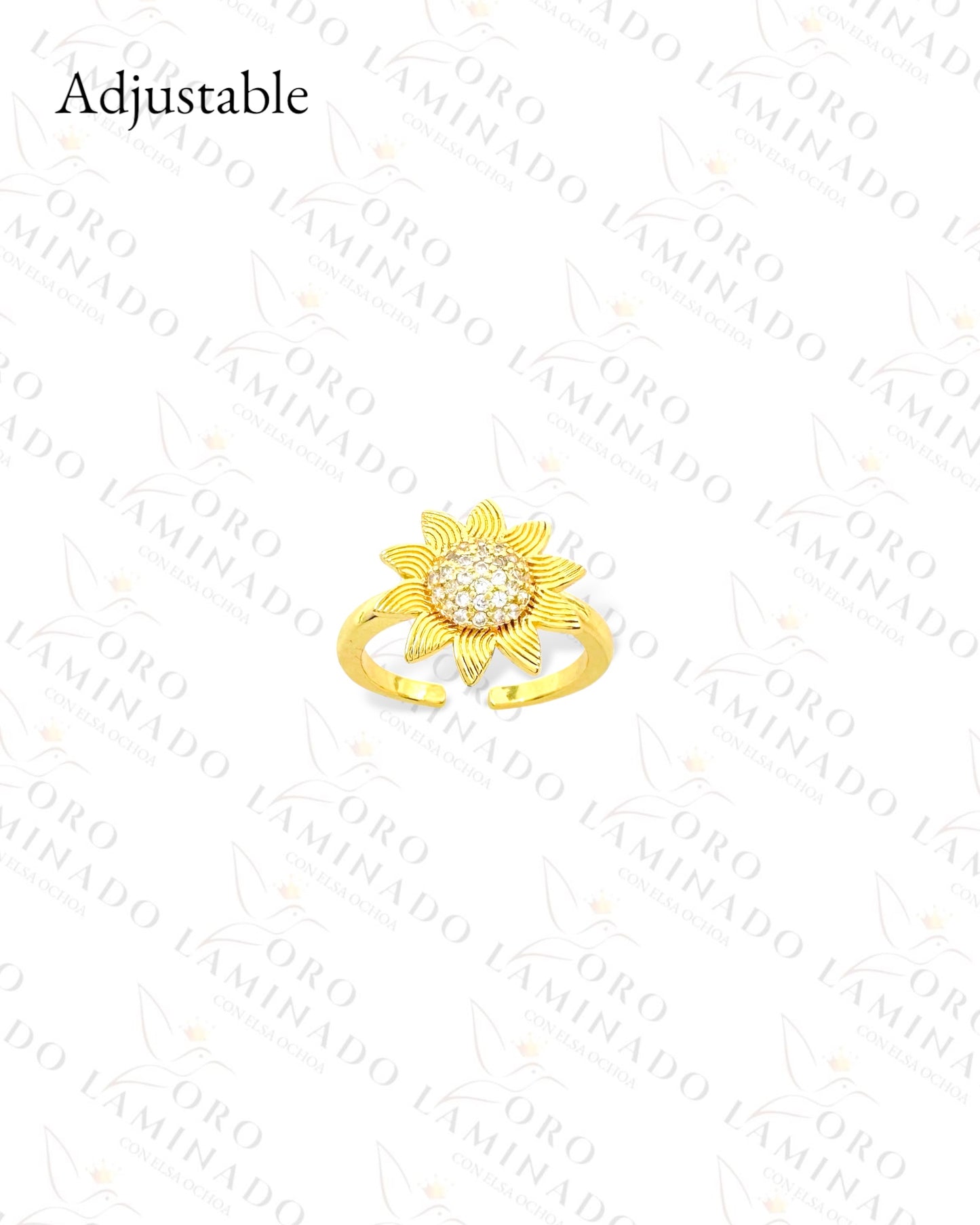 Adjustable Sparkling Sunflower Ring (Gold Filled) G213