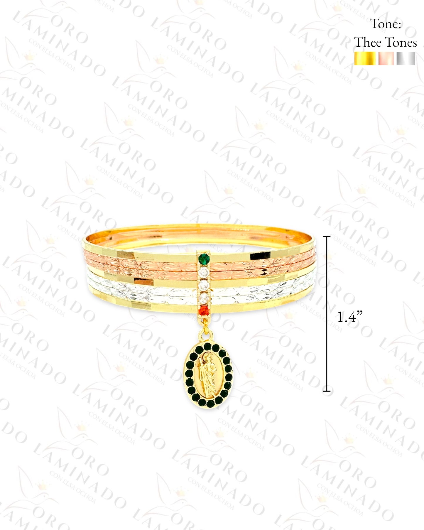 Tri-Color Saint Jude Charm Weekly Bracelet Set (Gold Filled) Y255