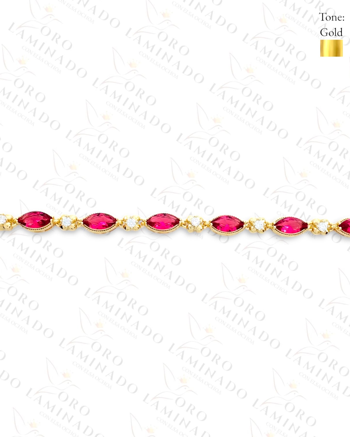 High Quality Pink Stones Design Bracelet (Gold Filled) C133