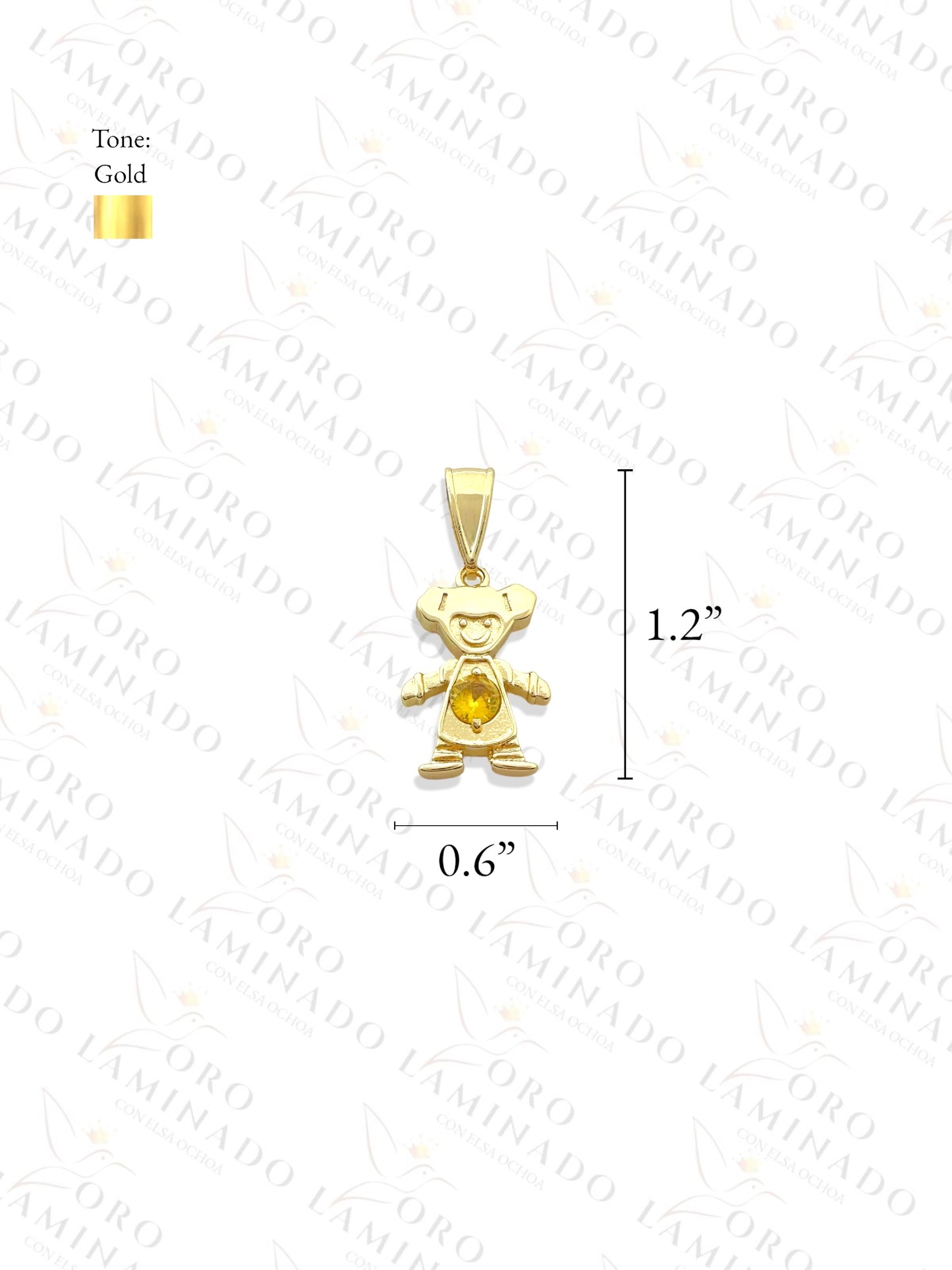 Gold Filled Kids Yellow Stone Girl Pendant C336