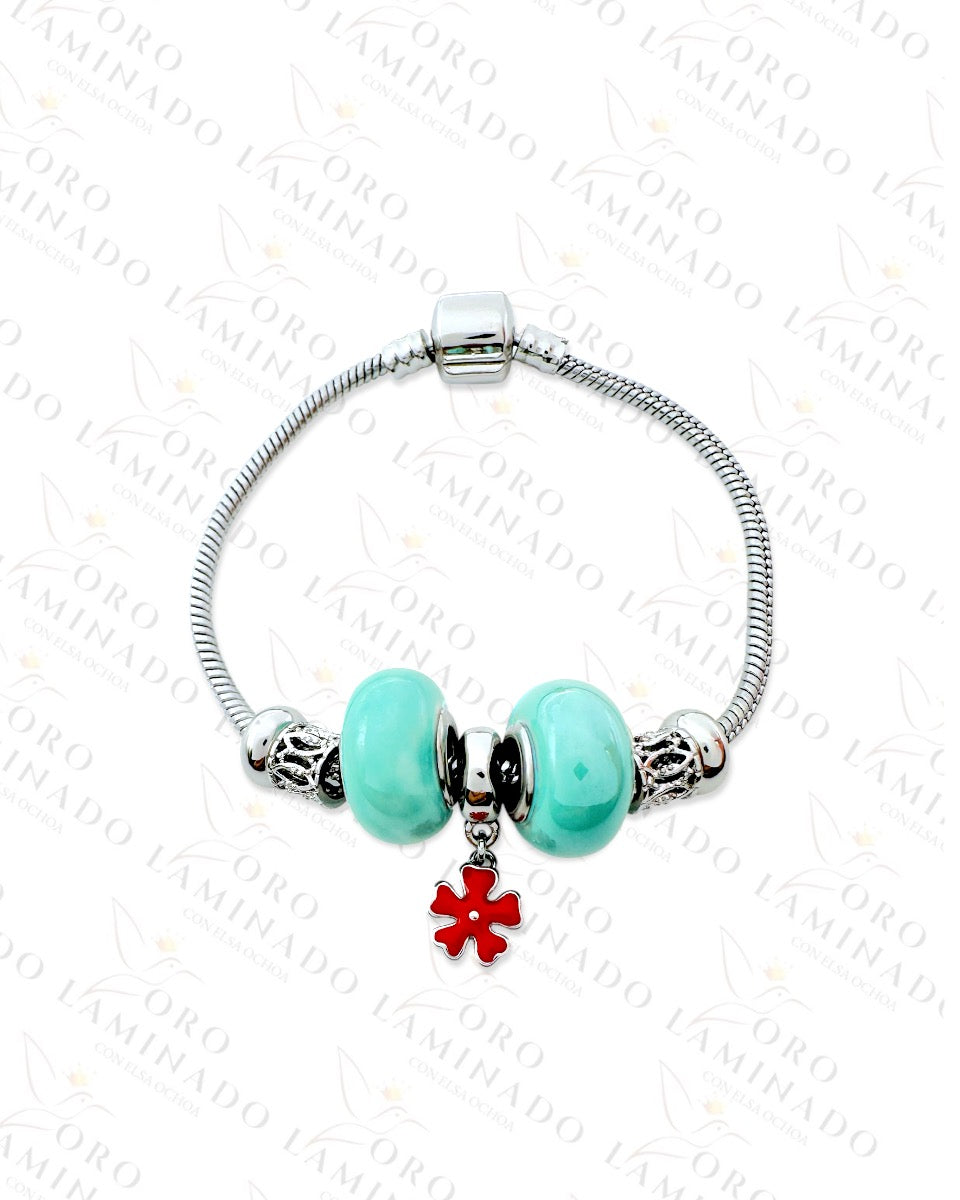 High Quality Silver Blue Charm Bracelet (Gold Filled) Y109