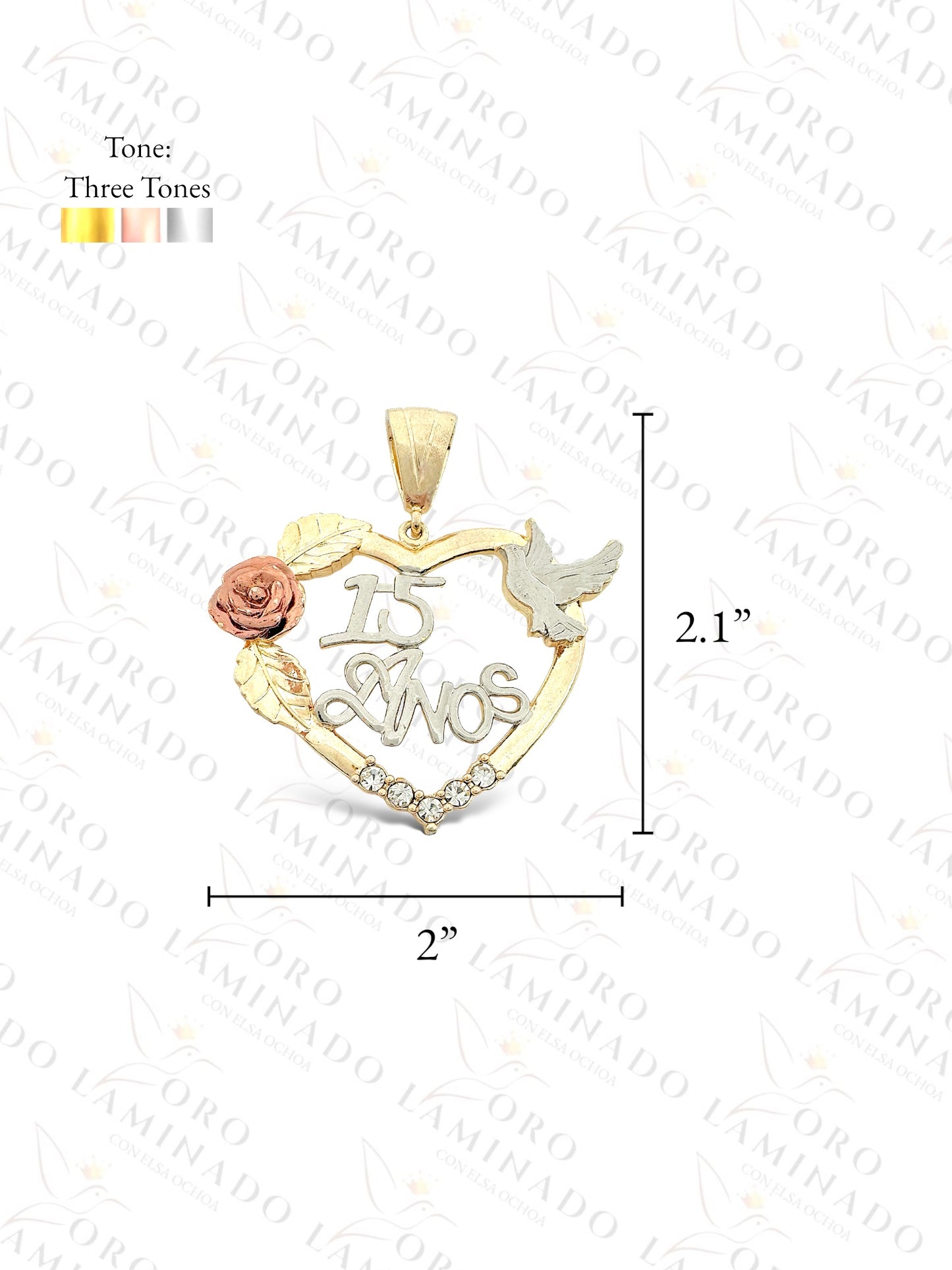 Gold Filled Three Tones Quinceañera Pendant R154