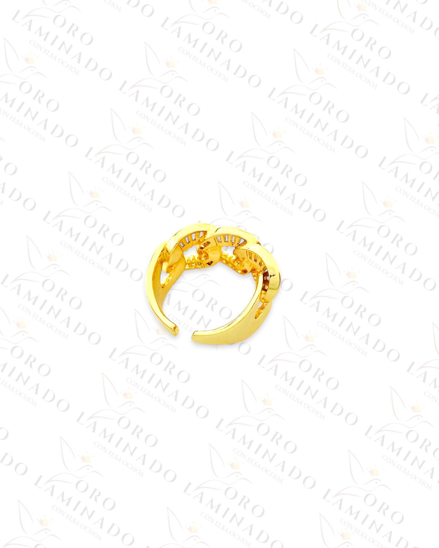 Adjustable Crystal Cuban Chain Ring (Gold Filled) C166