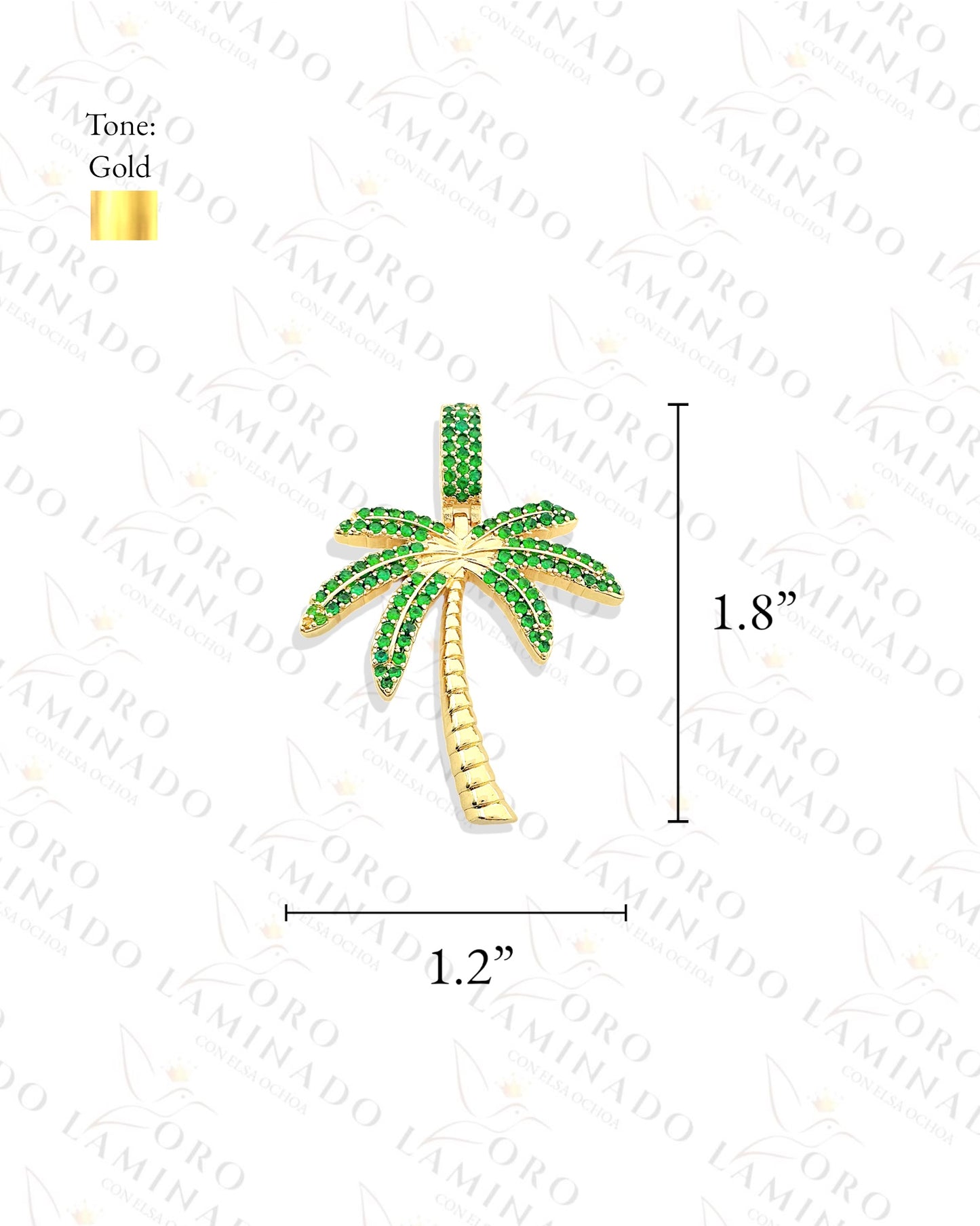 Gold Filled Green Palm Tree Pendant Y253