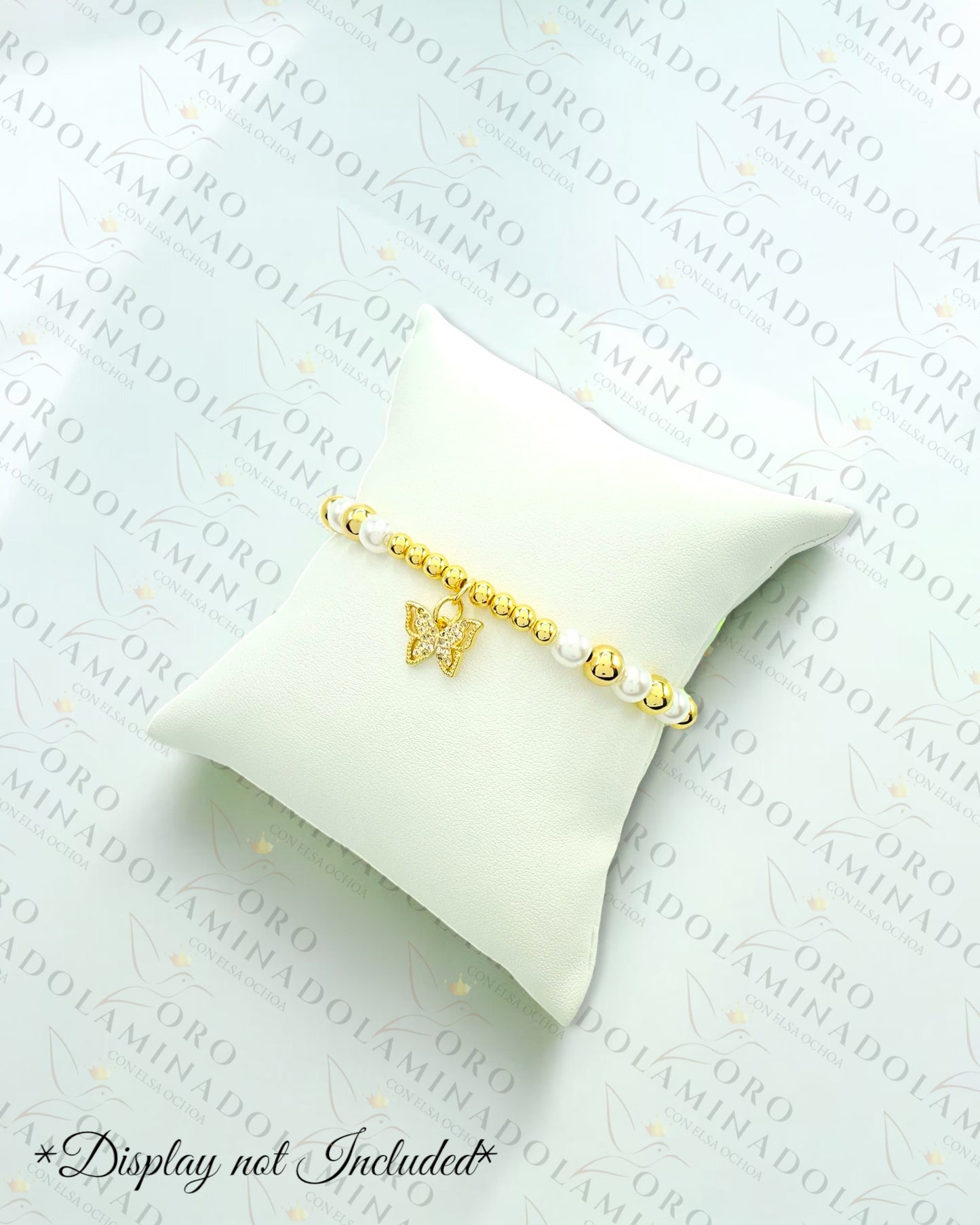 Sparkling Butterfly Pearl Bracelet (Gold Filled) C456