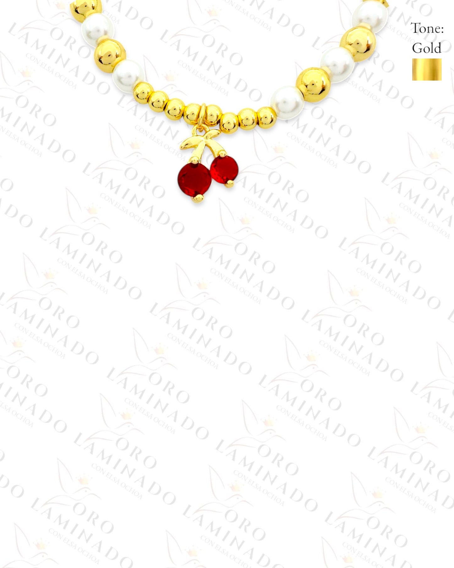 Crystal Cherry Pearl Bracelet (Gold Filled) G425