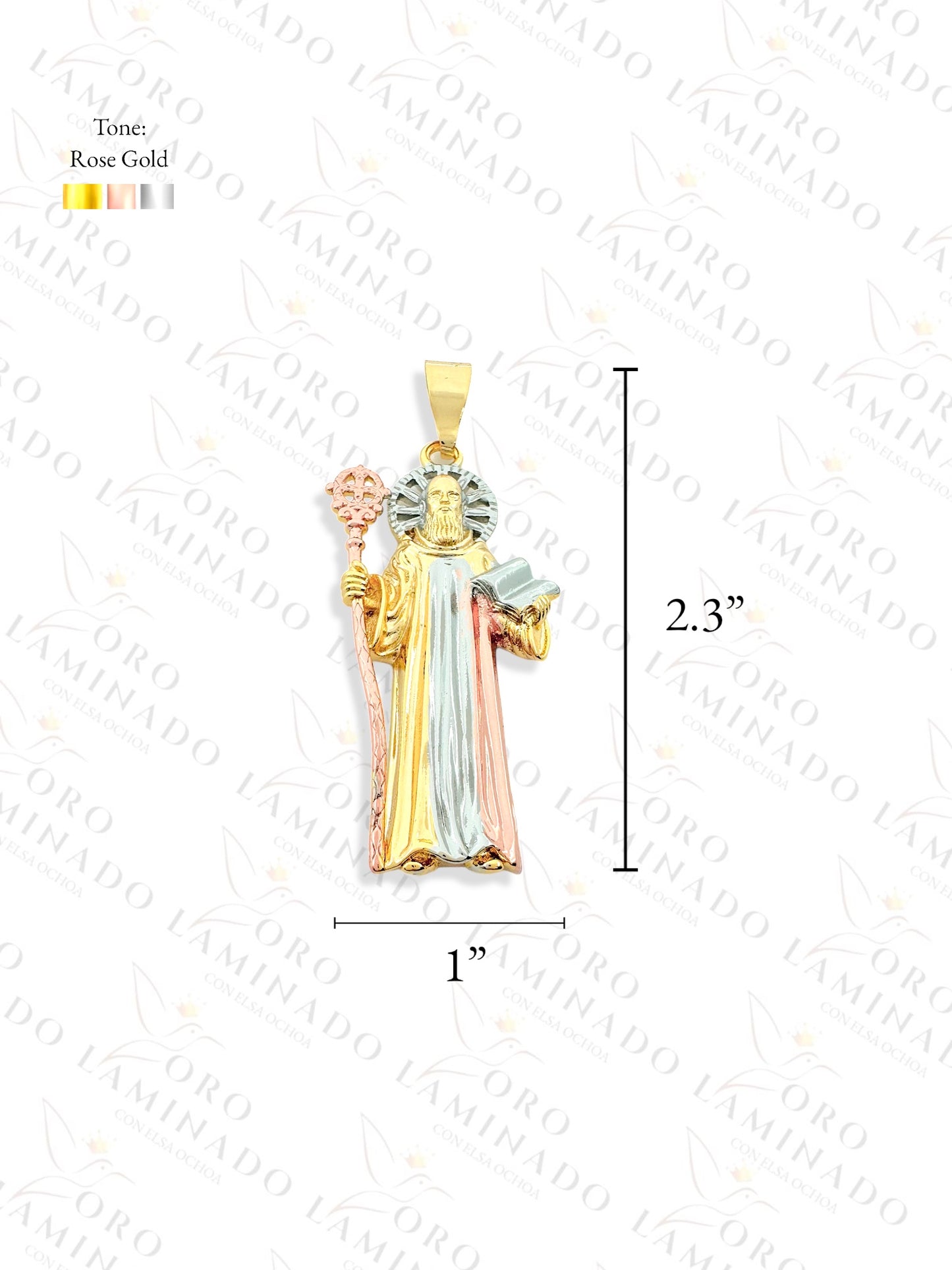 Gold Filled Three Tones Saint Benedict Pendant Y28