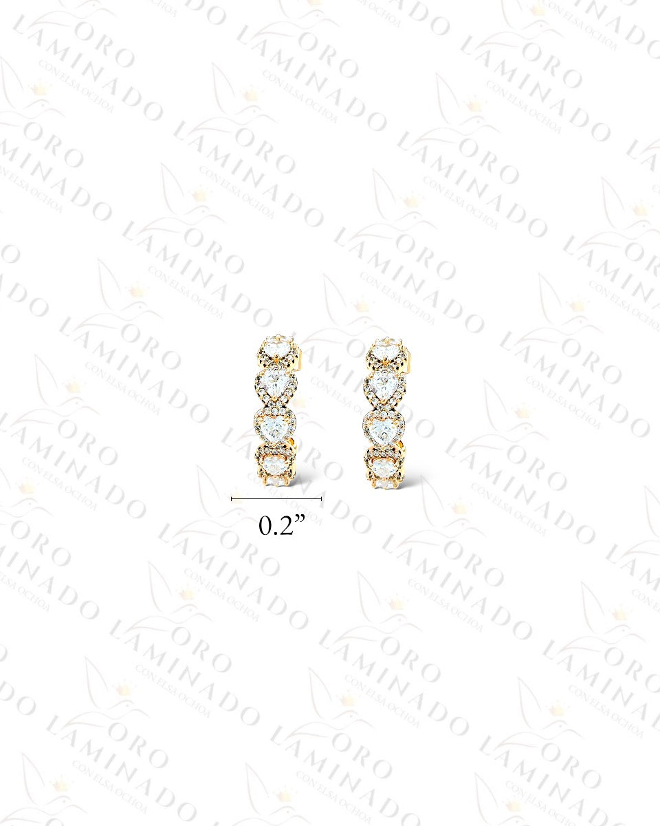 High Quality Diamond Heart Hoop Earrings Y112