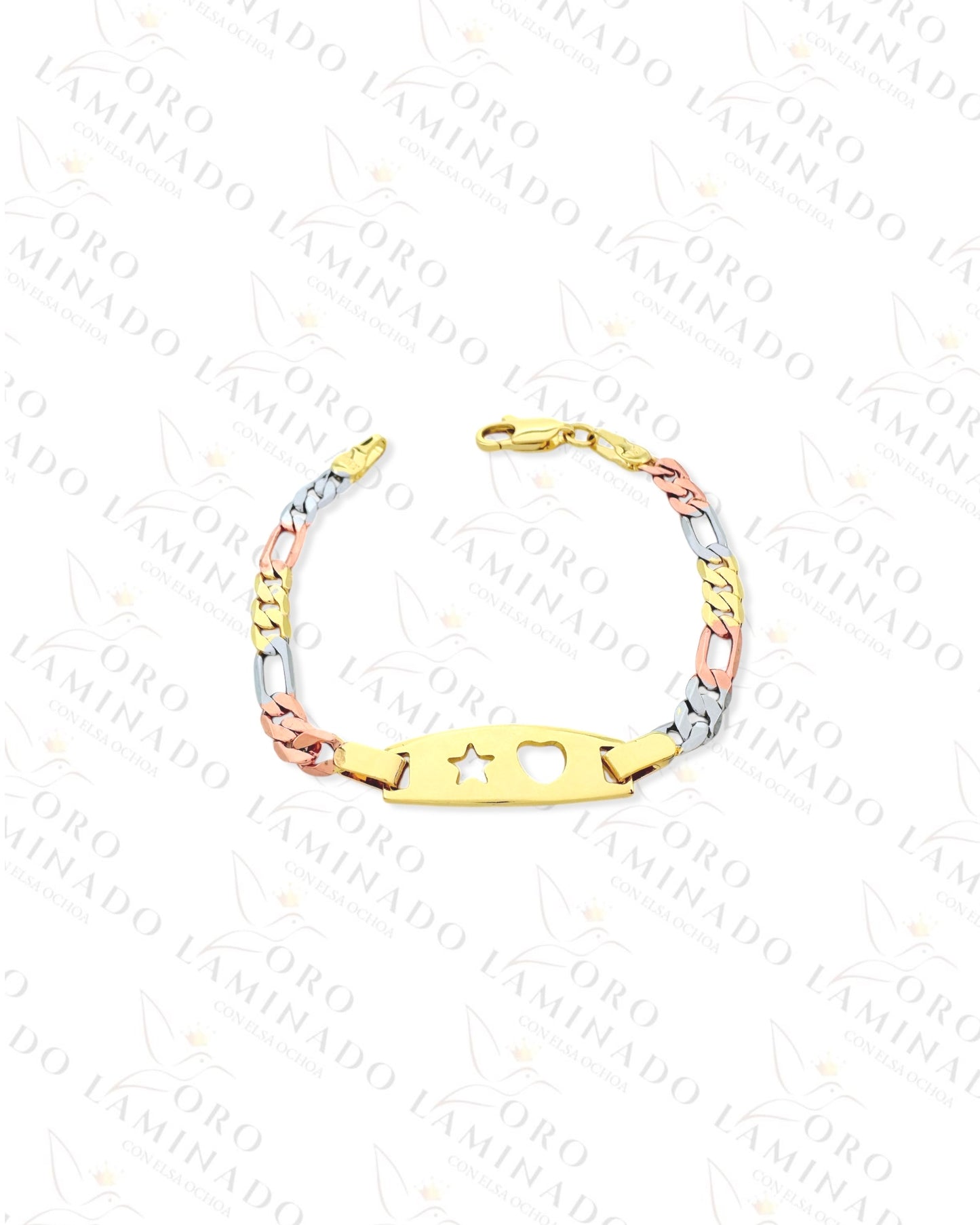 Gold Filled Three Tones Heart and Star Kids Bracelet Y421
