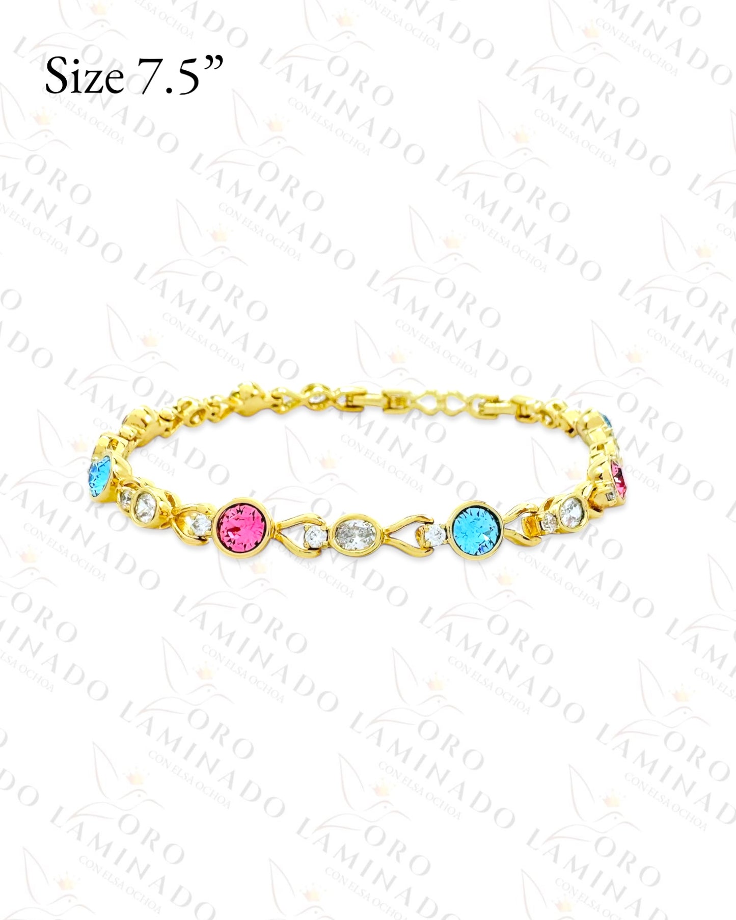 High Quality Pink and Blue Crystal Bracelet (Gold Filled) G416