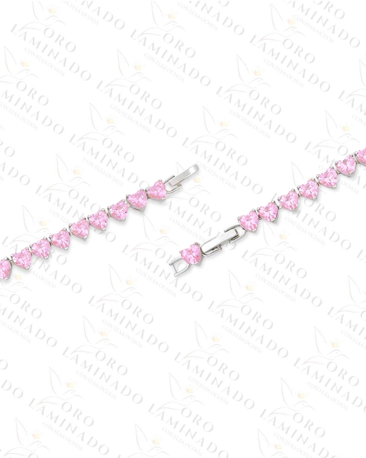 High Quality Baby Pink Mini Hearts Silver Bracelet (Gold Filled) G306