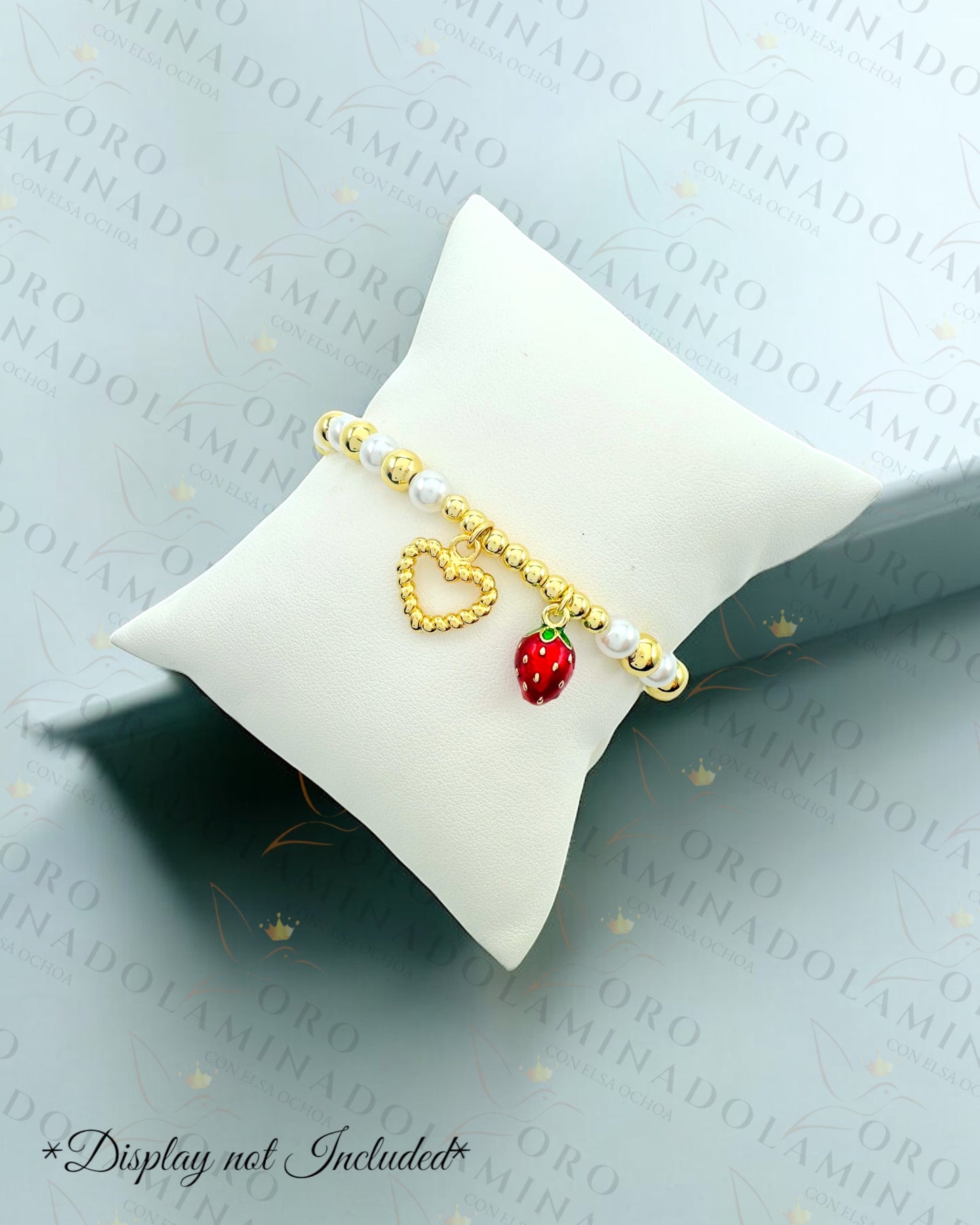 Strawberry Charm Pearl Bracelet (Gold Filled) R325