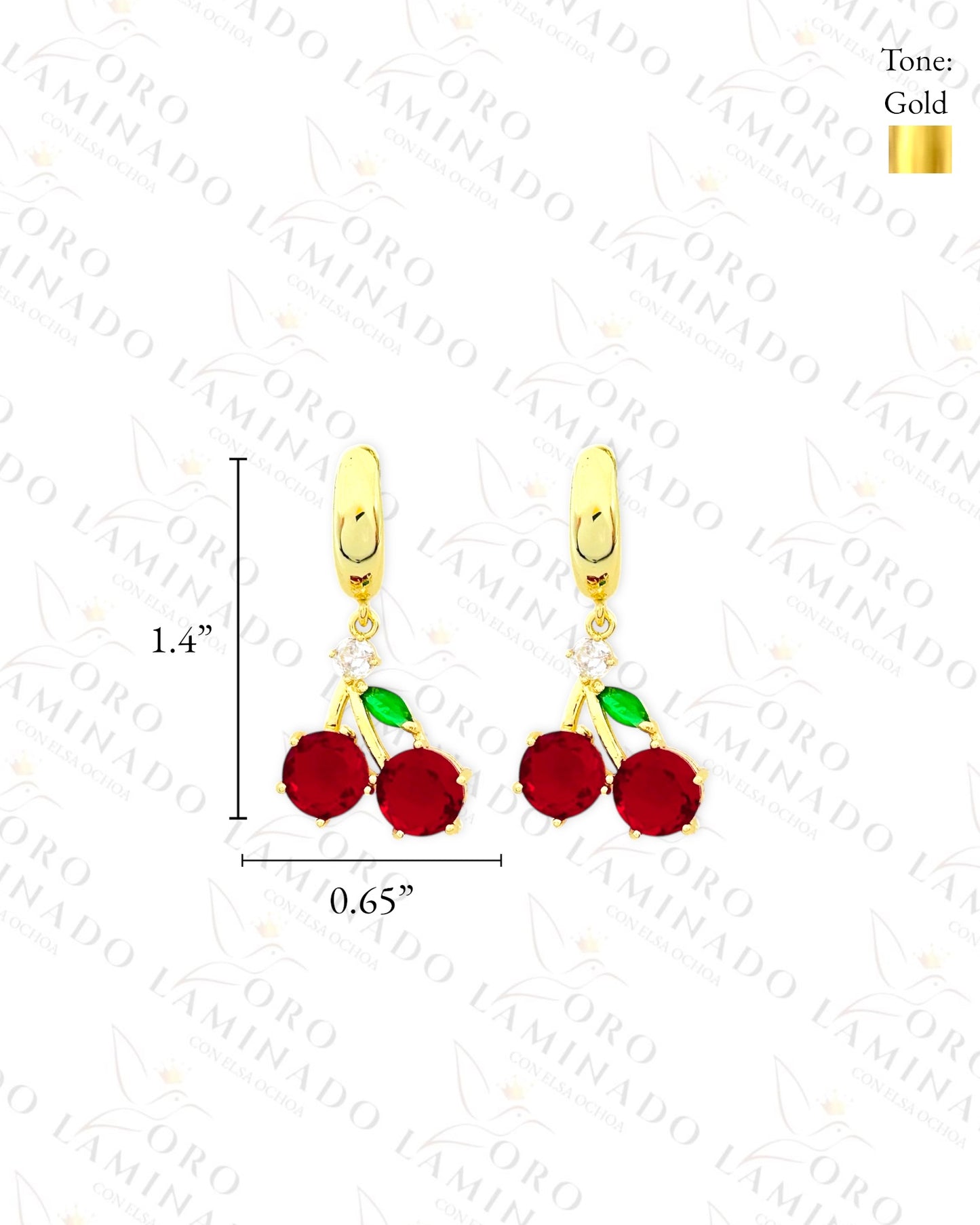 Crystal Cherry Hoop Earrings (Gold Filled) C423