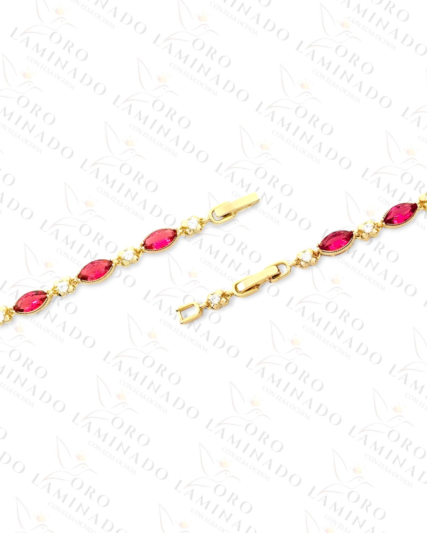 High Quality Pink Stones Design Bracelet (Gold Filled) C133