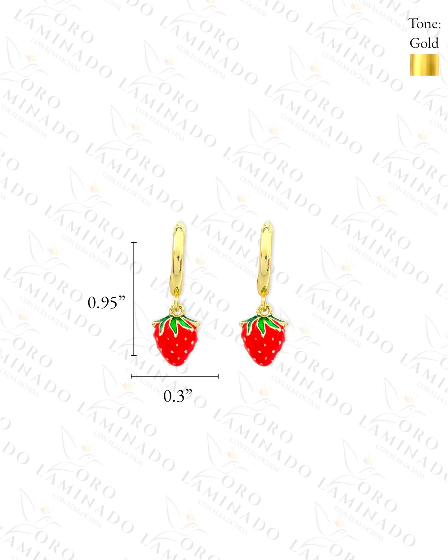 Red Strawberry Hoop Earrings (Gold Filled) Y54