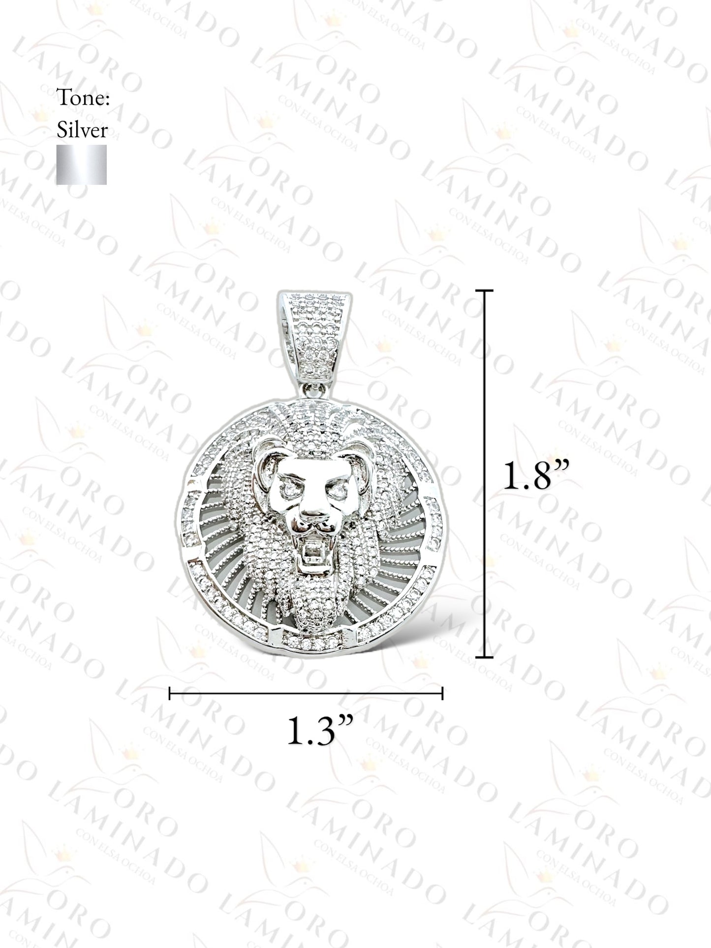 Gold Filled High Quality Silver Round Lion Pendant R304