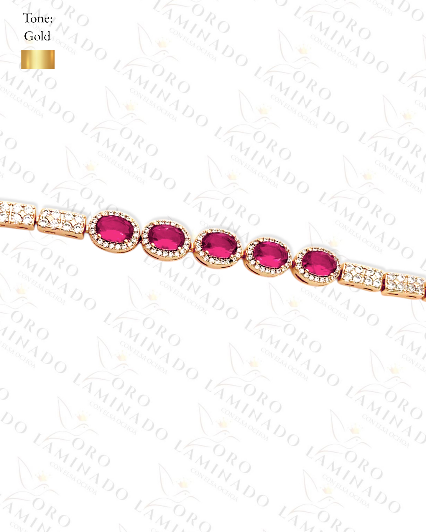 High Quality Bracelet with fucsia and shiny stones G285