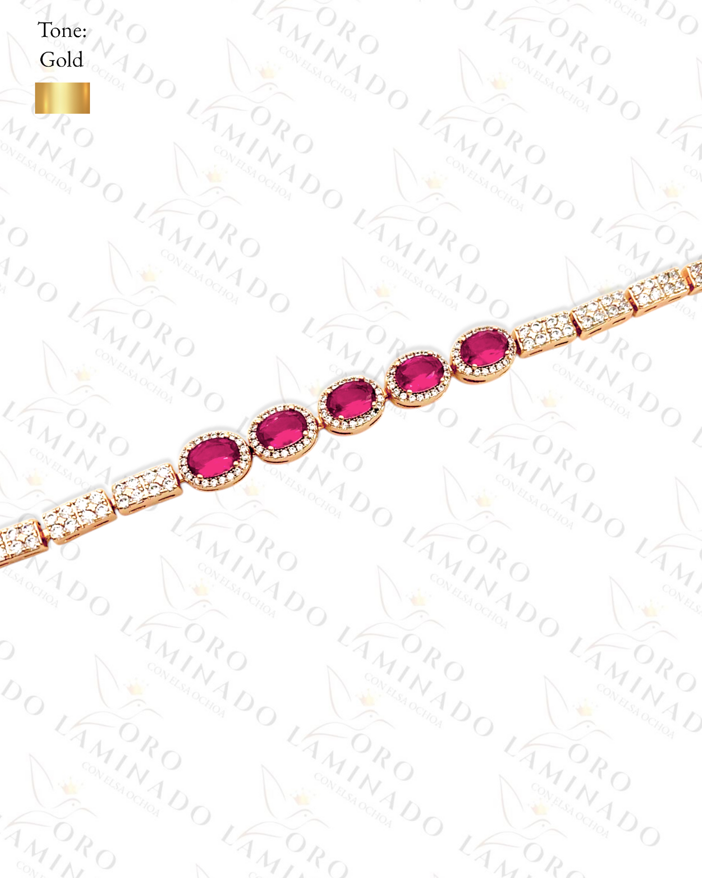 High Quality Bracelet with fucsia and shiny stones G285