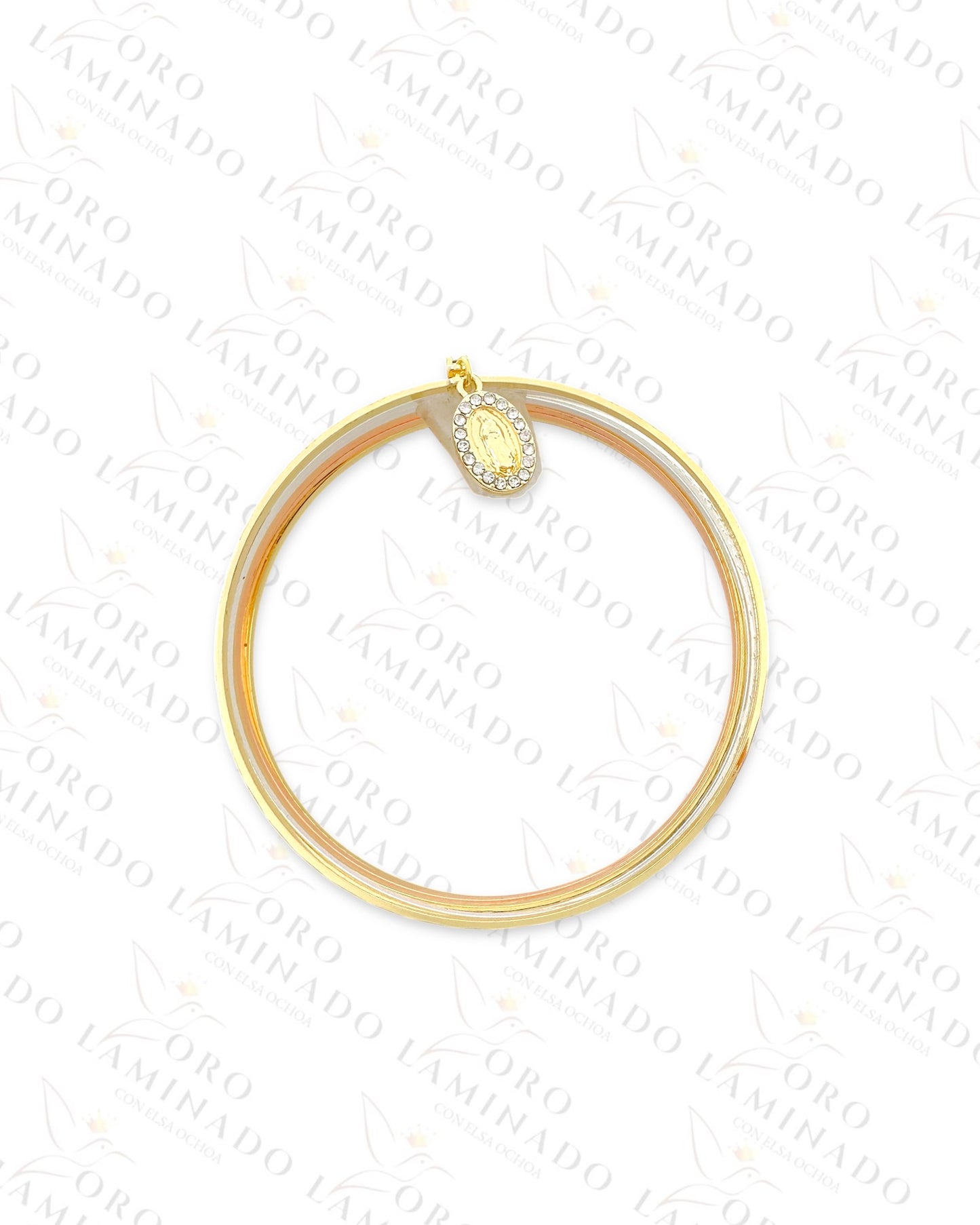 Tri-Color Virgin Mary Charm Weekly Bracelet Set (Gold Filled) Y252