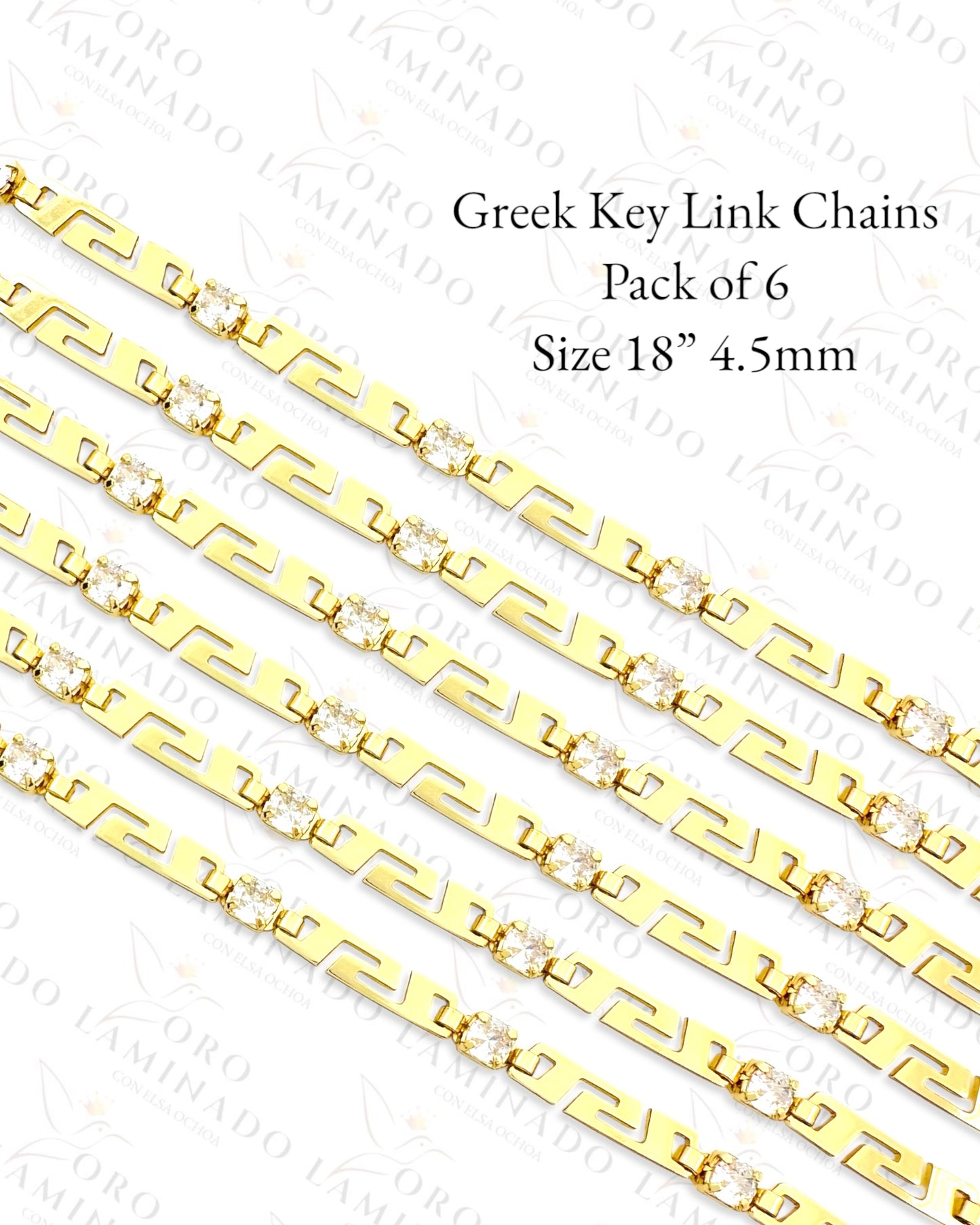 High Quality Greek Key Link Chains Pack of 6 Size 18” 4.5mm R127