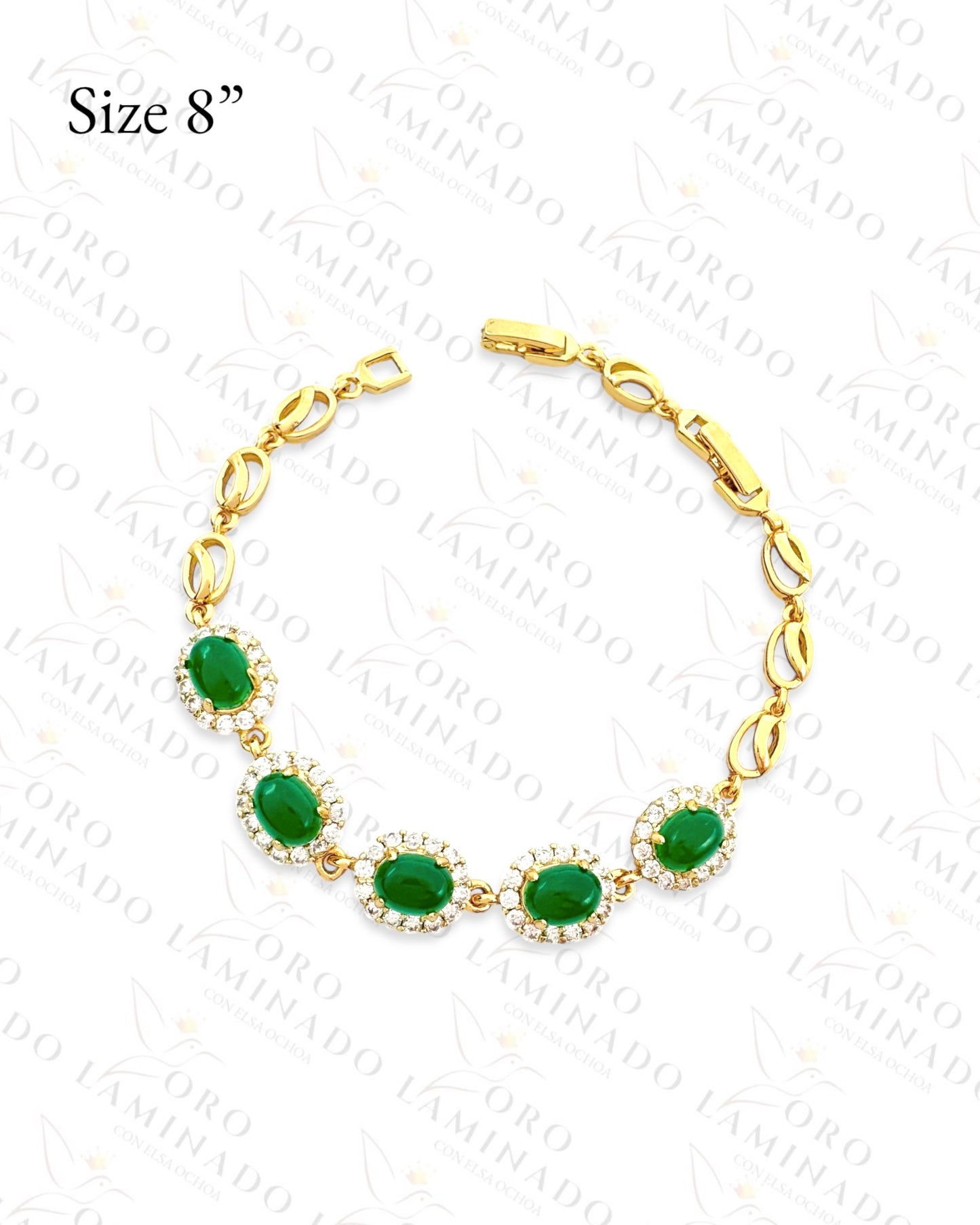 High Quality Green and Gold Stone Bracelet (Gold Filled) Y392