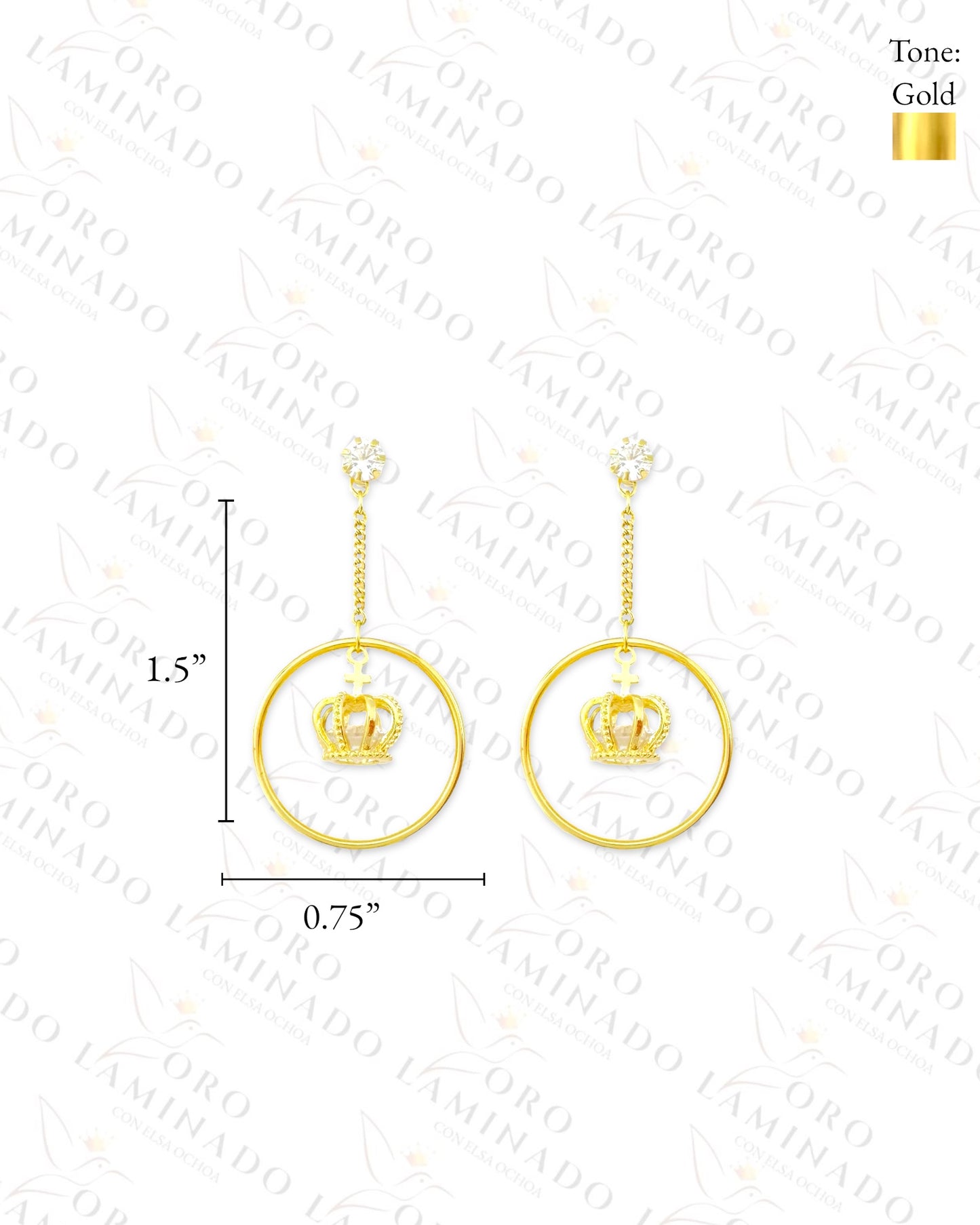 High Quality Crown Long Earrings (Gold Filled) C428