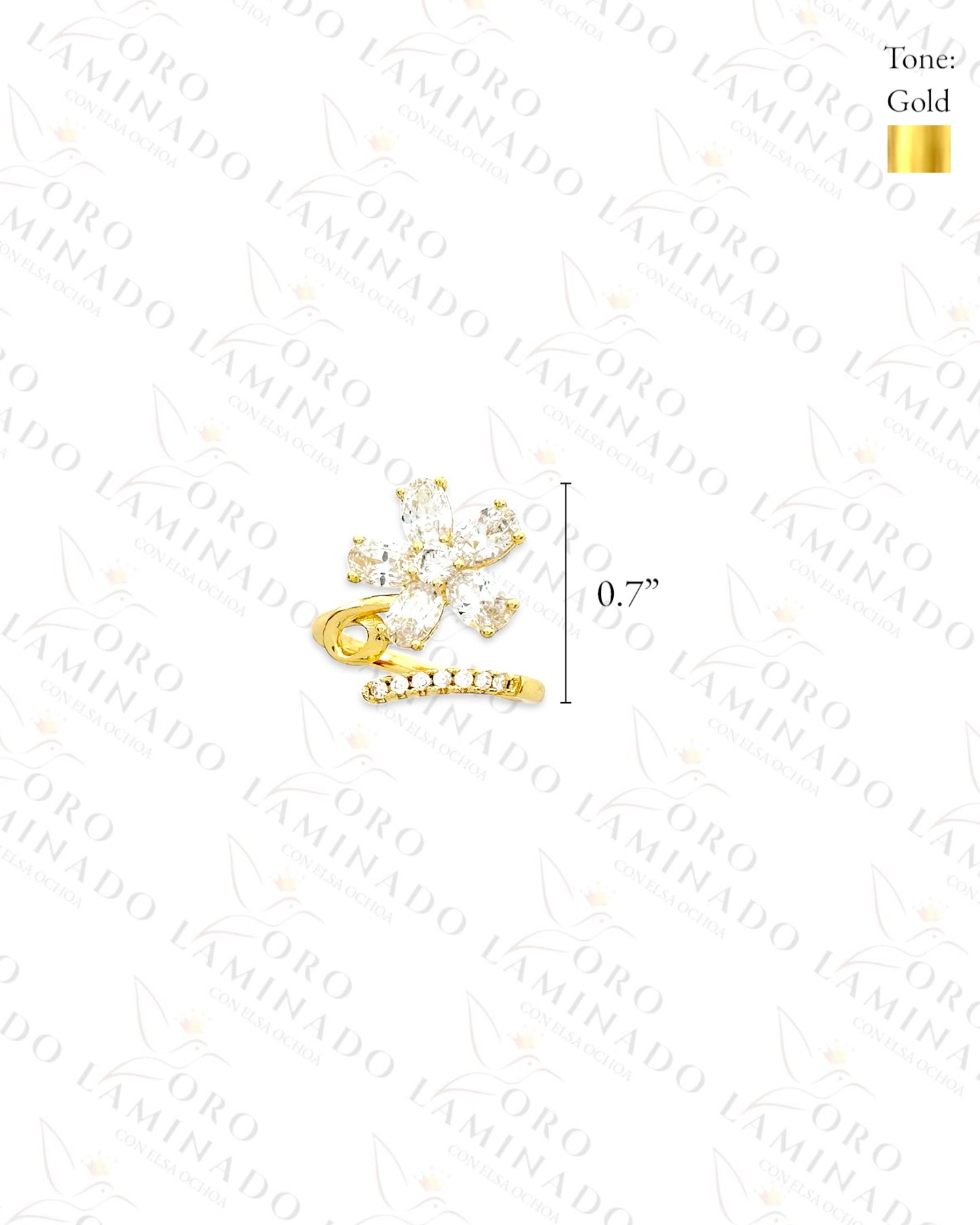 Adjustable High Quality Crystal Flower Ring (Gold Filled) B89