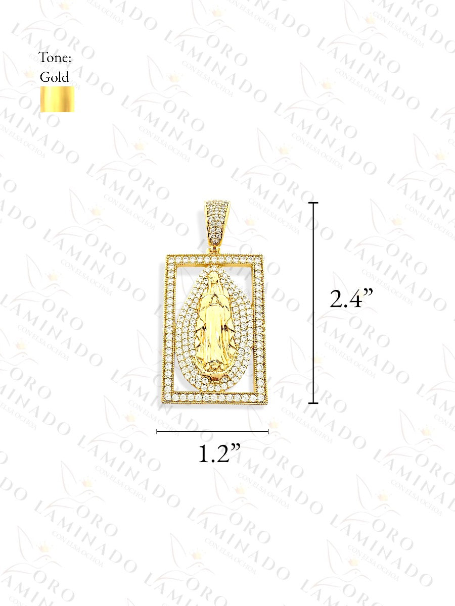 Gold Filled Rectangular Virgin Mary Pendant G335