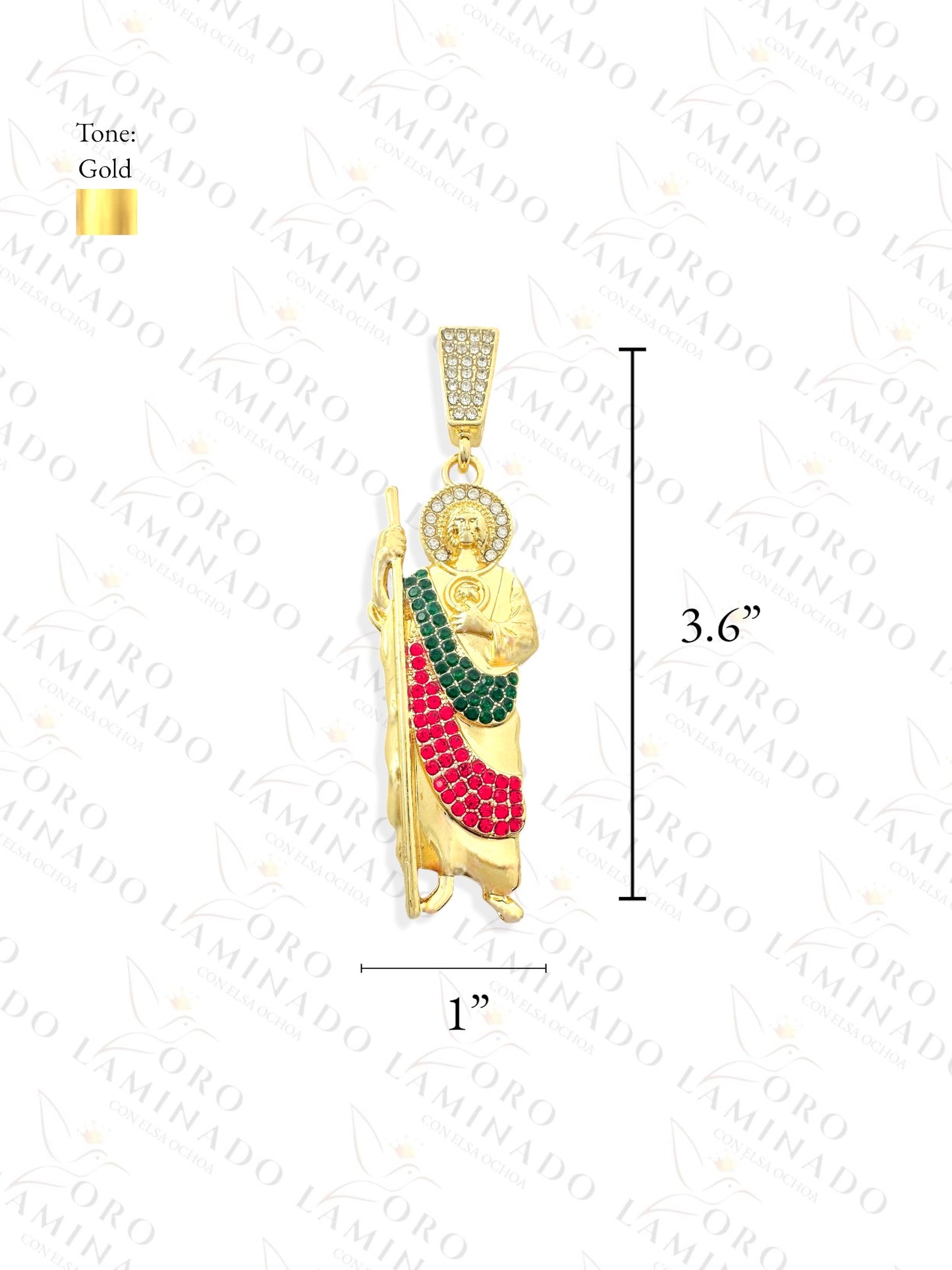 Gold Filled Multi-Color Saint Judas Pendant R16