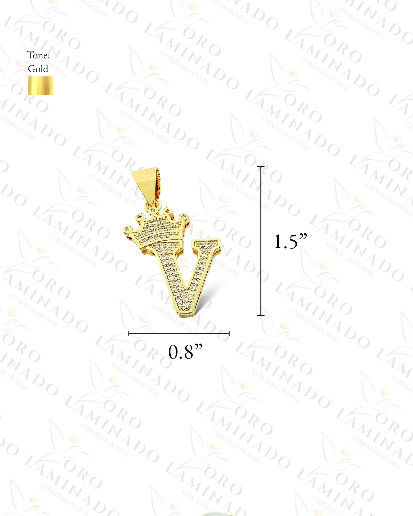 Gold Filled Letter "V" Crown Pendant B172