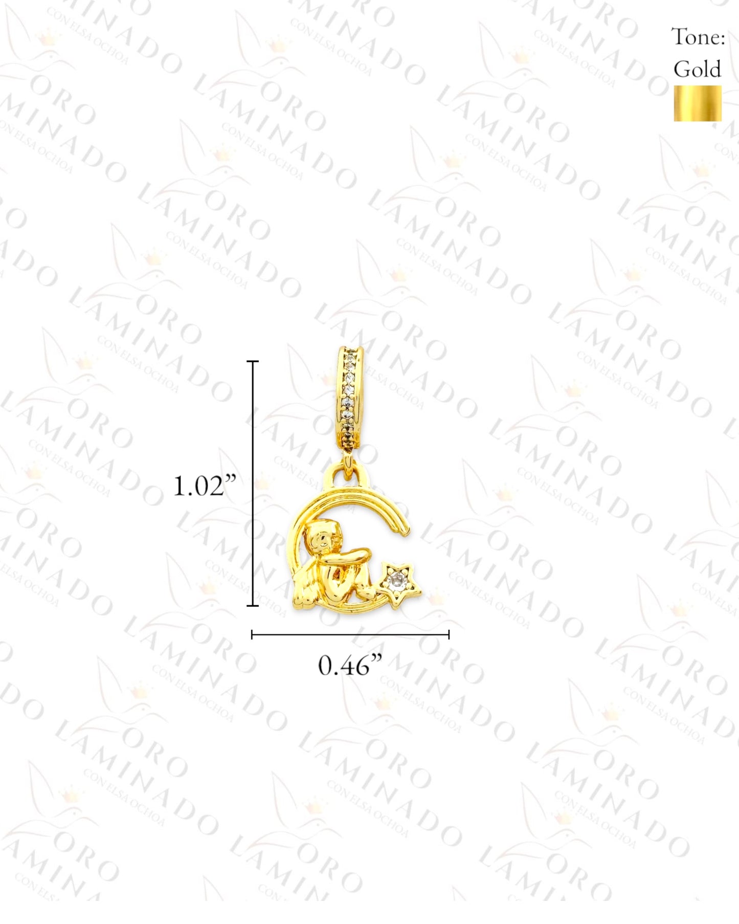 Angel on the Moon Charm (Gold Filled) R342