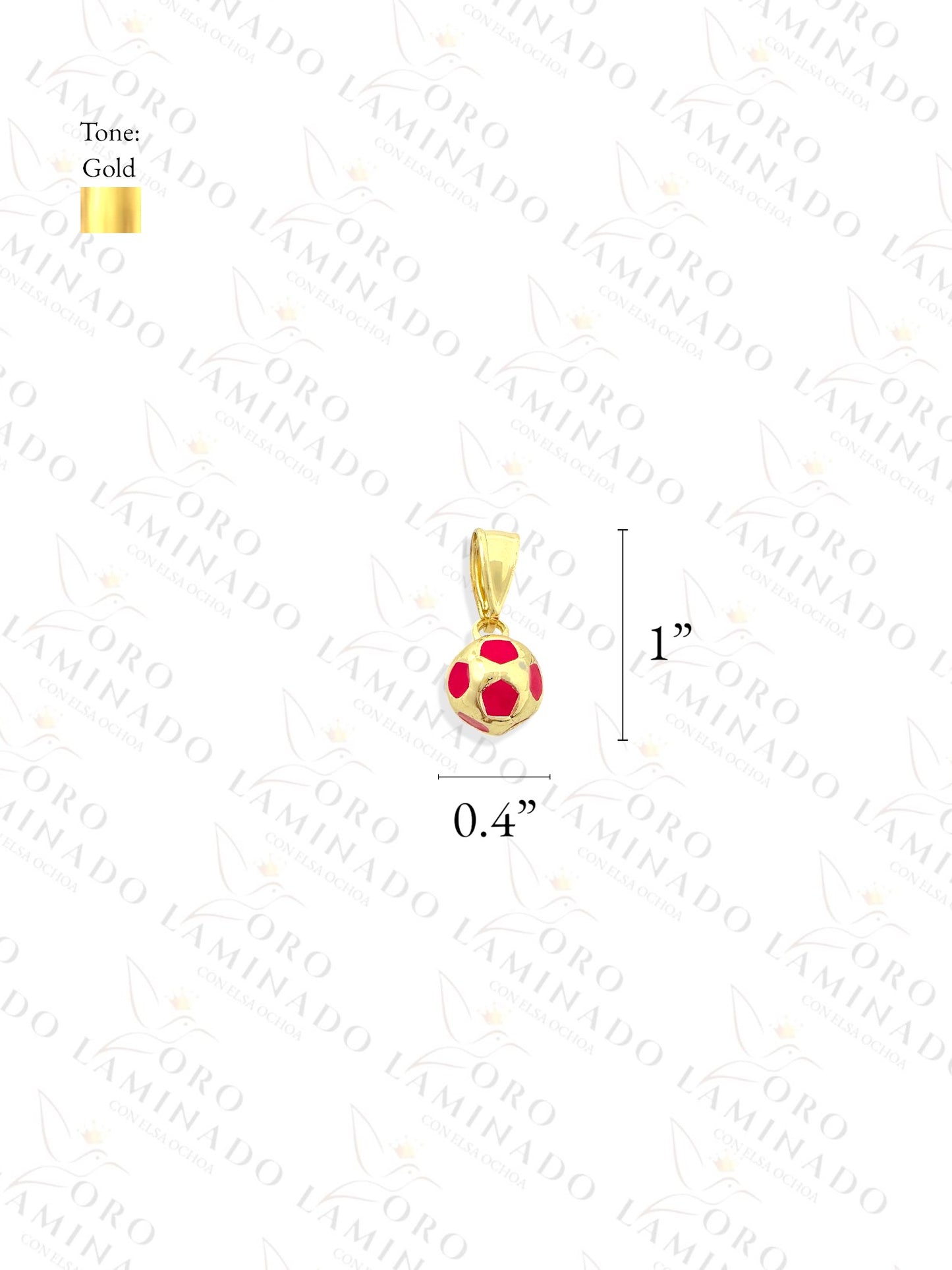 Gold Filled Kids Red and Gold Soccer Ball Pendant R109