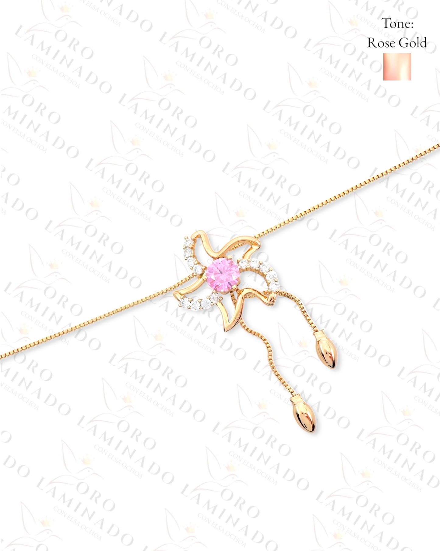 High Quality Pink Starfish Bowtie Necklace R313