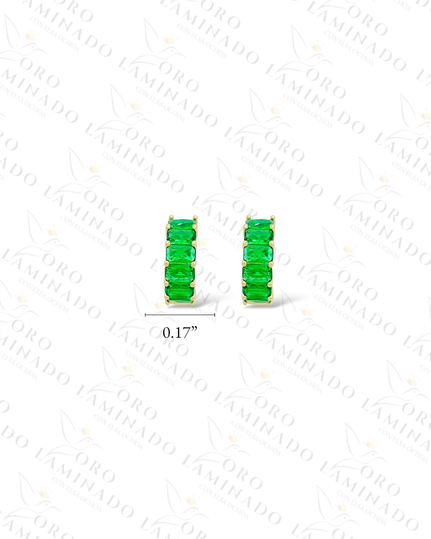 High Quality Green Hoop Earrings (Gold Filled) B367