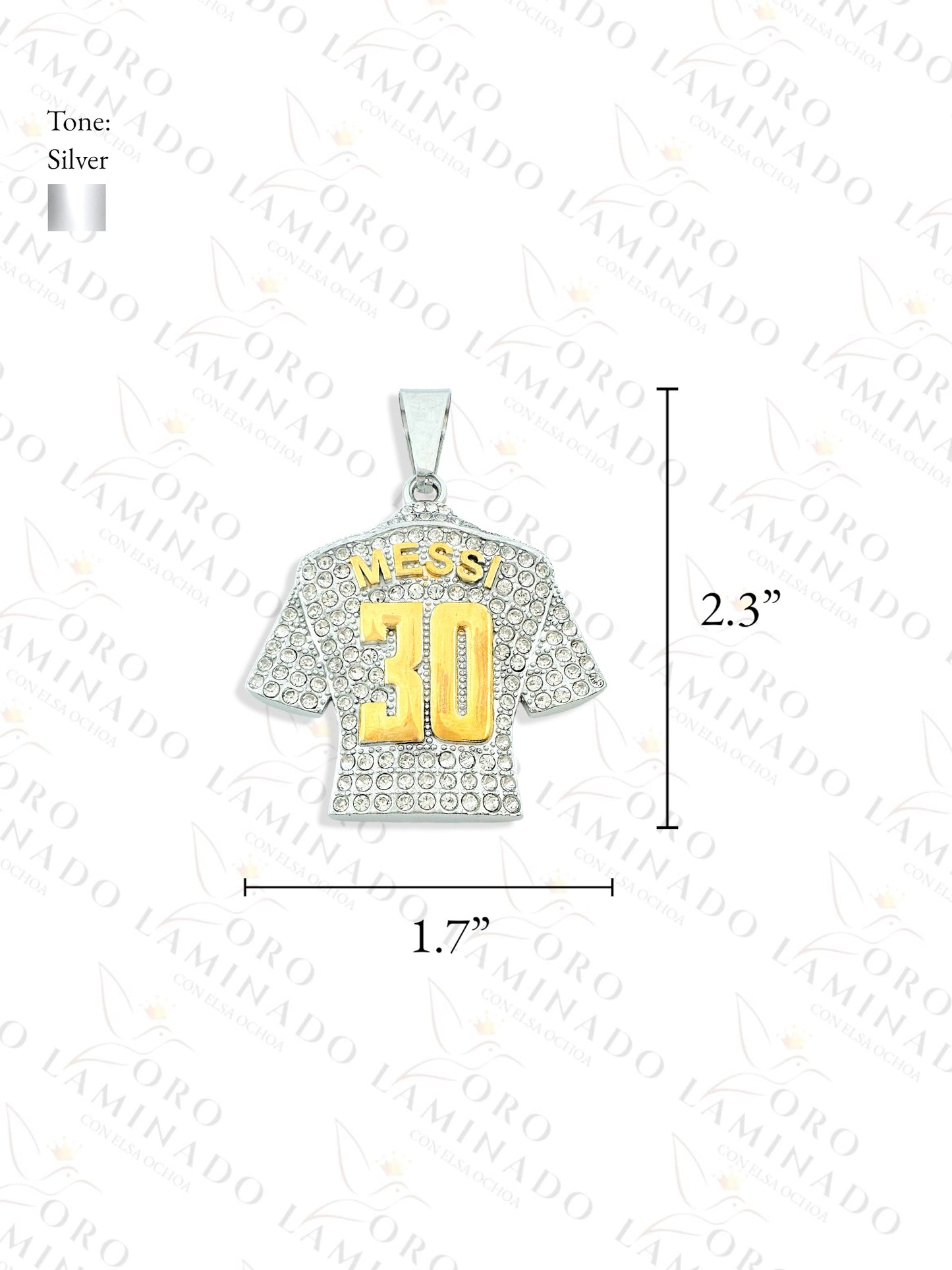 Stainless Steel Silver Messi Shirt Pendant B226