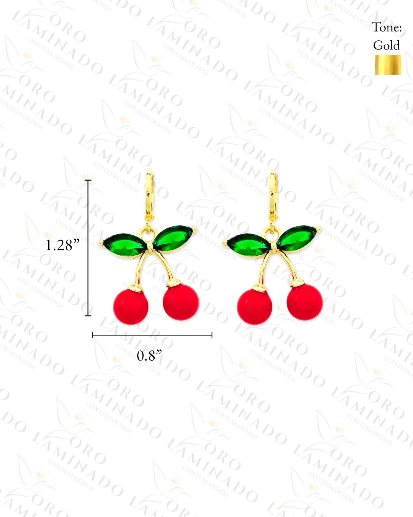 Crystal Cherry Hoop Earrings (Gold Filled) R62