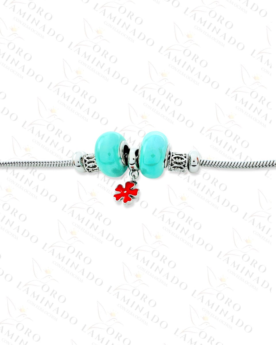 High Quality Silver Blue Charm Bracelet (Gold Filled) Y109