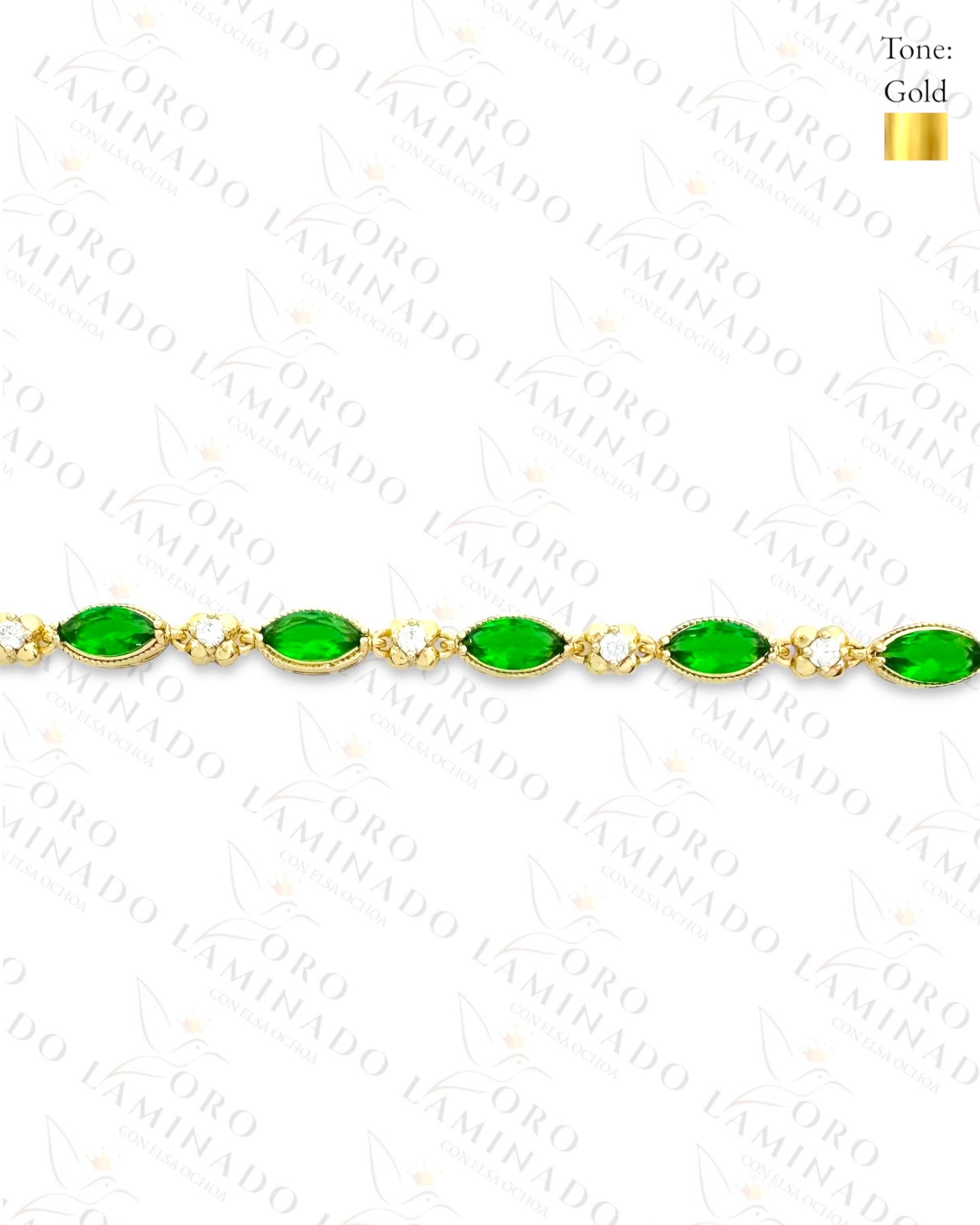 High Quality Green Stones Design Bracelet (Gold Filled) Y461