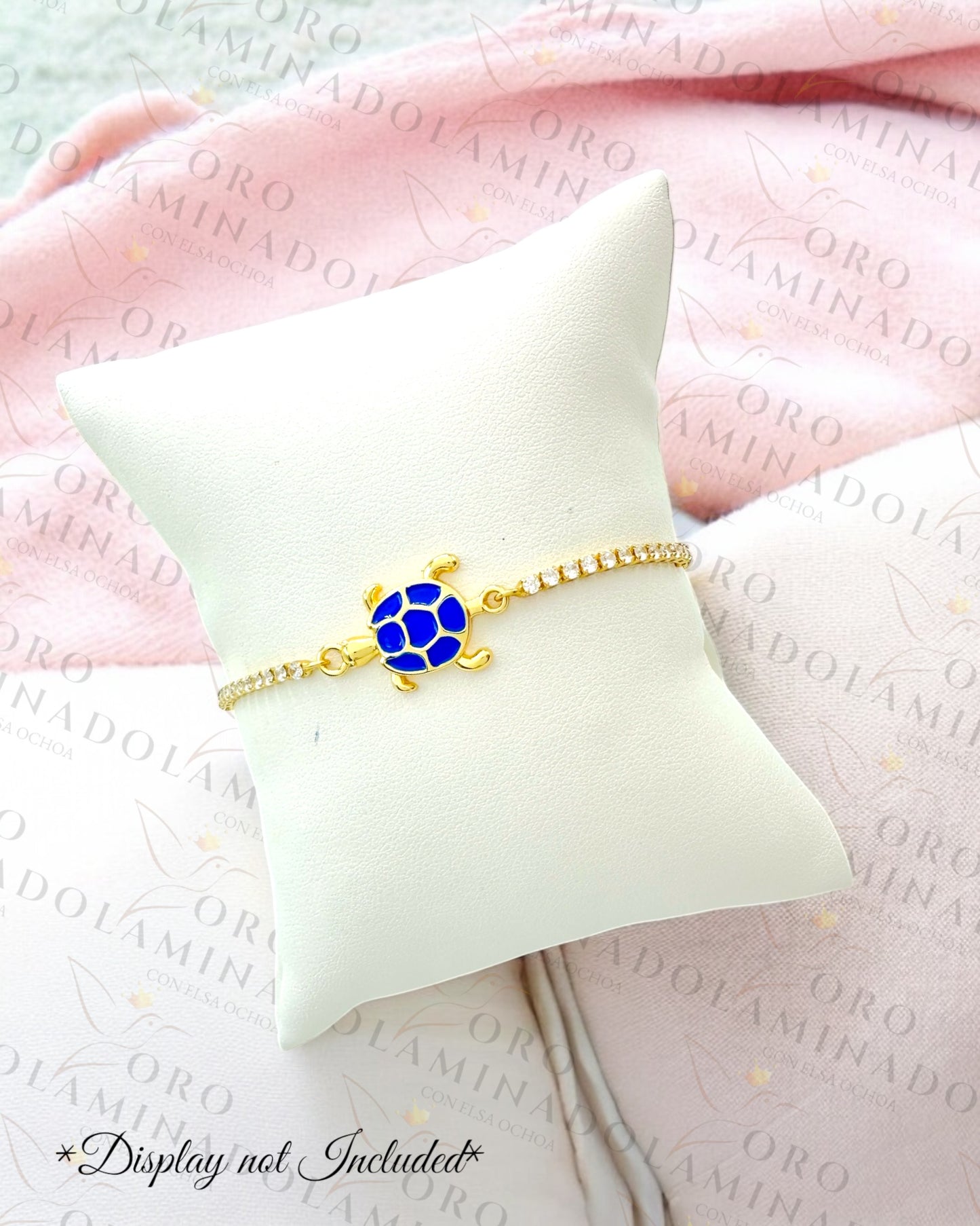 Gold Filled Blue Sea Turtle Adjustable Bracelet R334