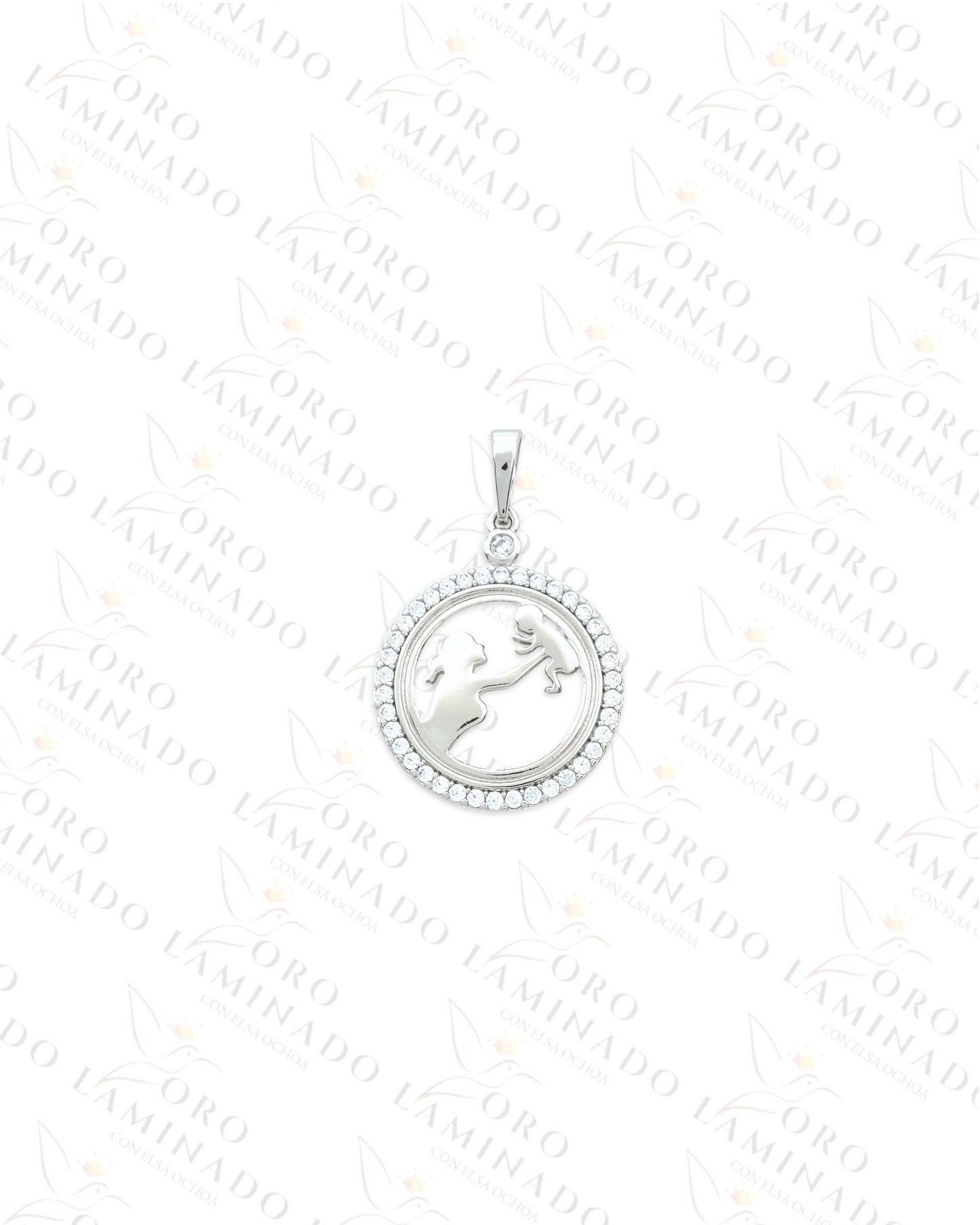High Quality Silver Mom and Baby Round Pendant R41