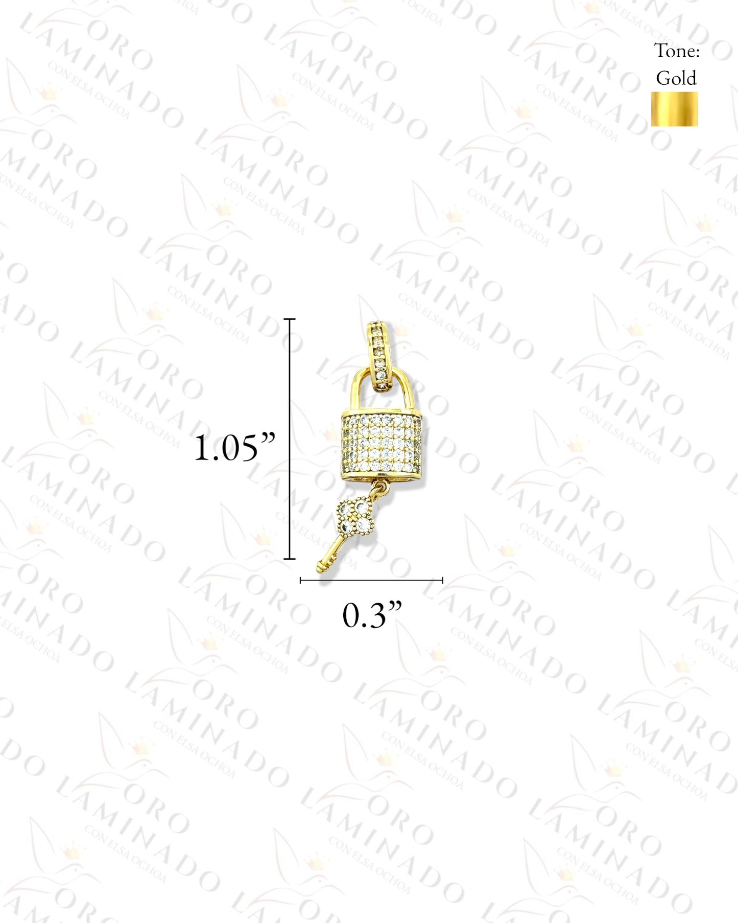 Crystal Lock and Key Pendant (Gold Filled) G227