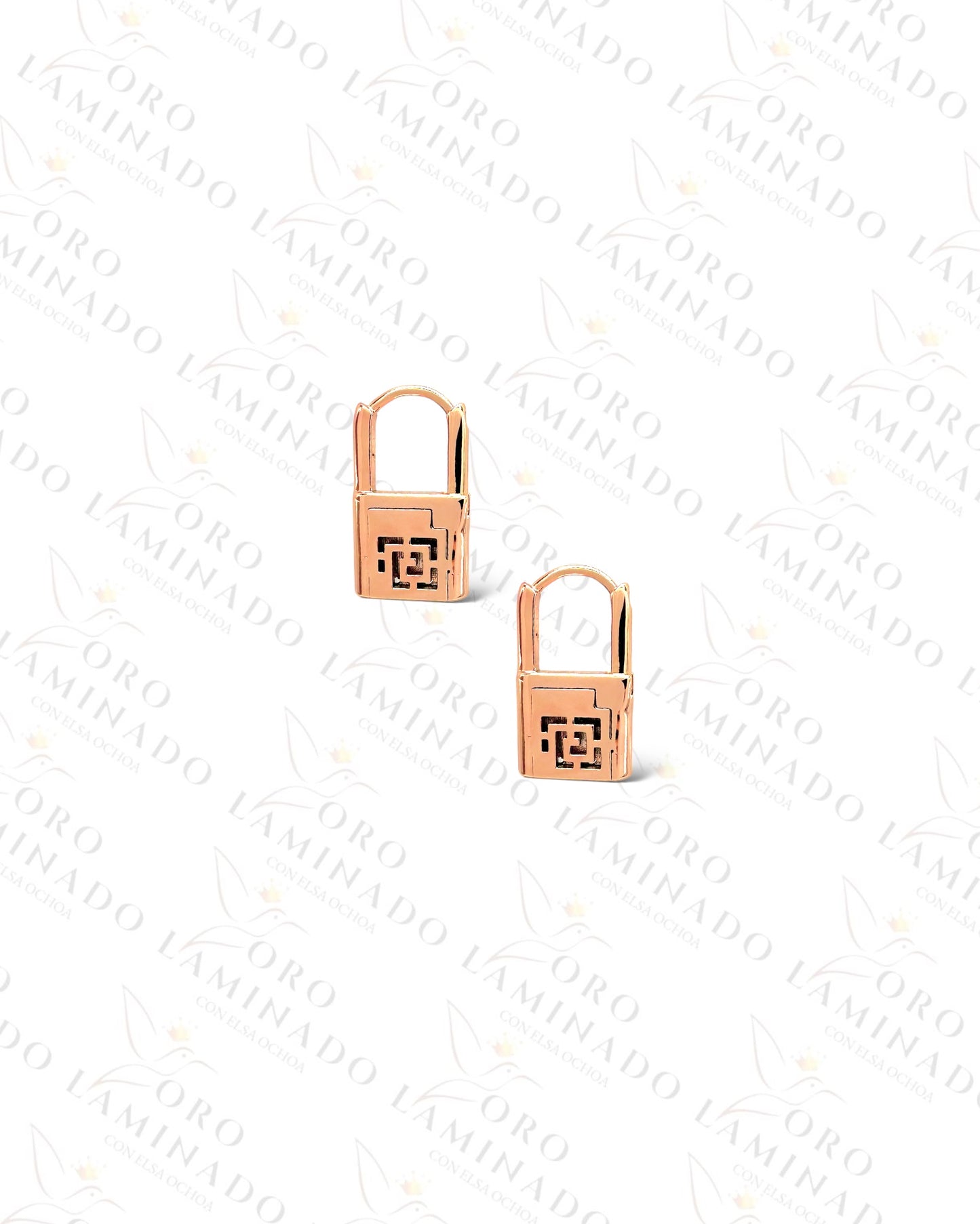 High Quality Rose Gold Lock Earrings B183