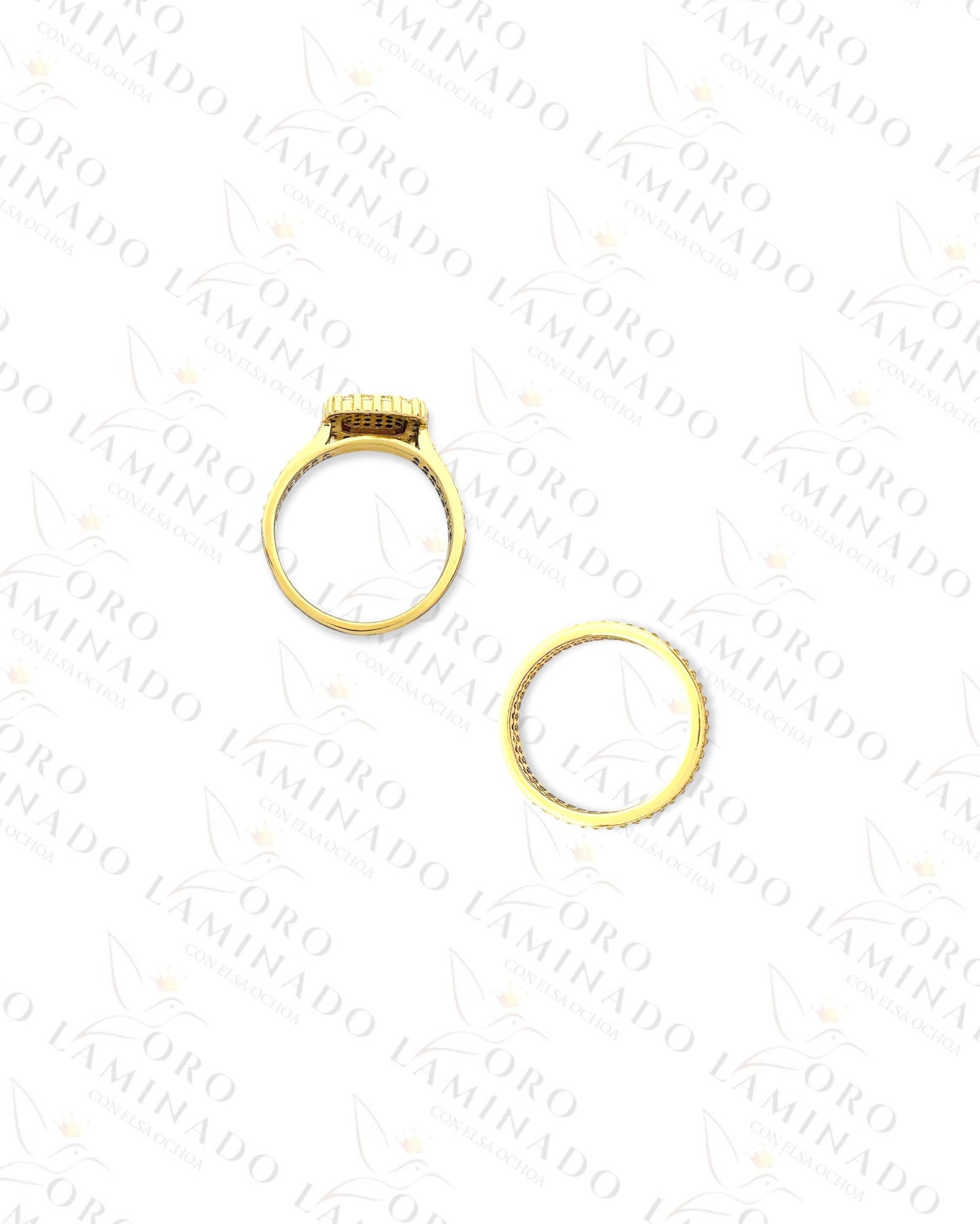 High Quality Marriage Diamond Square Ring Set (Gold Filled) B361