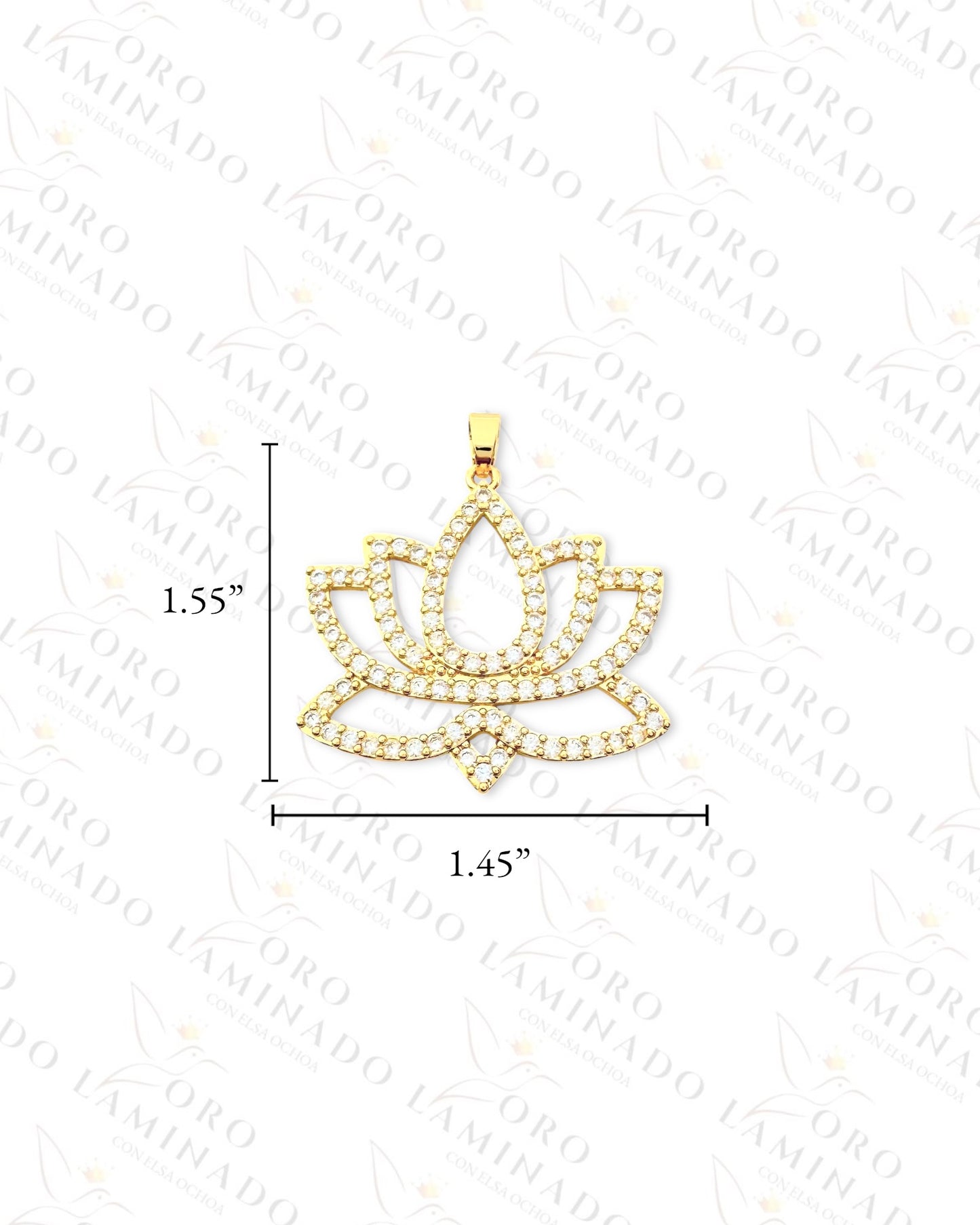 Gold Filled Sparkling Lotus Flower Pendant B24