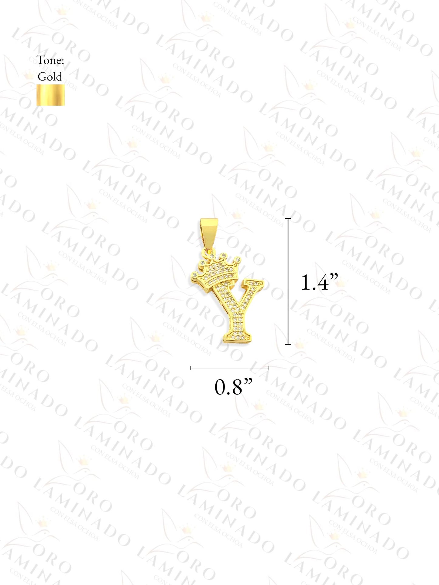 Gold Filled Letter "Y" Crown Pendant R52