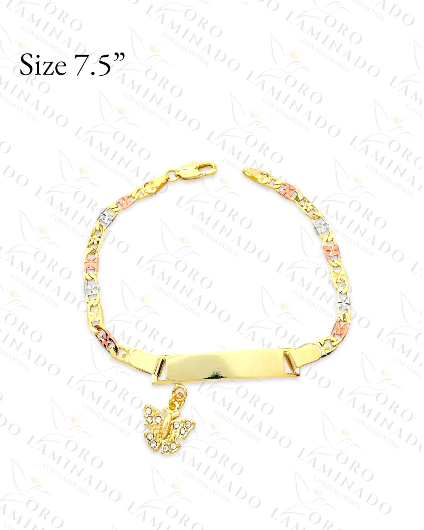Gold Filled Tricolor butterfly plate bracelet G240