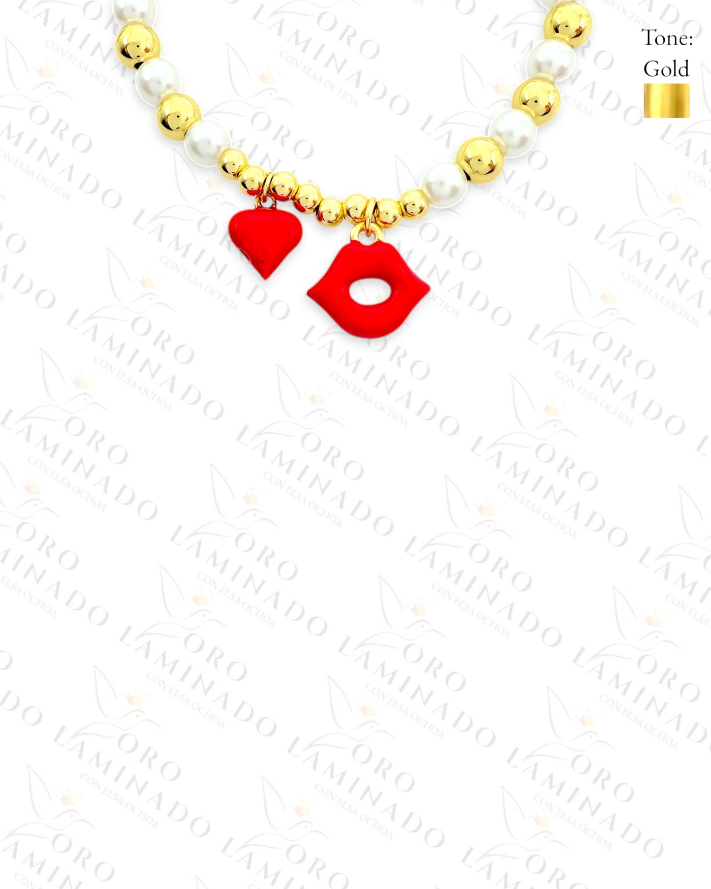 Kiss Charm Pearl Bracelet (Gold Filled) C7