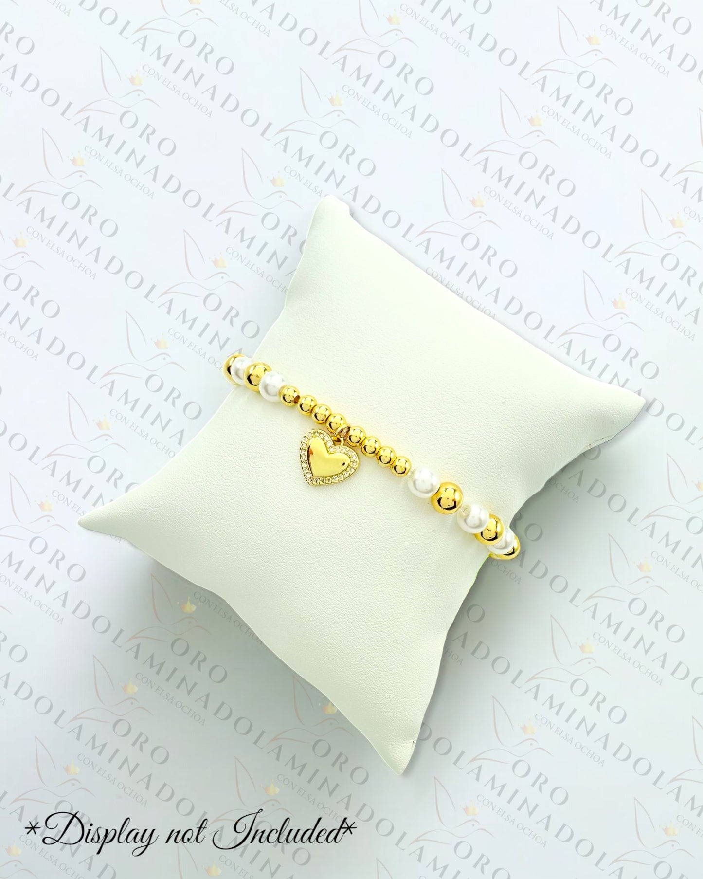 Sparkling Heart Pearl Bracelet (Gold Filled) C408
