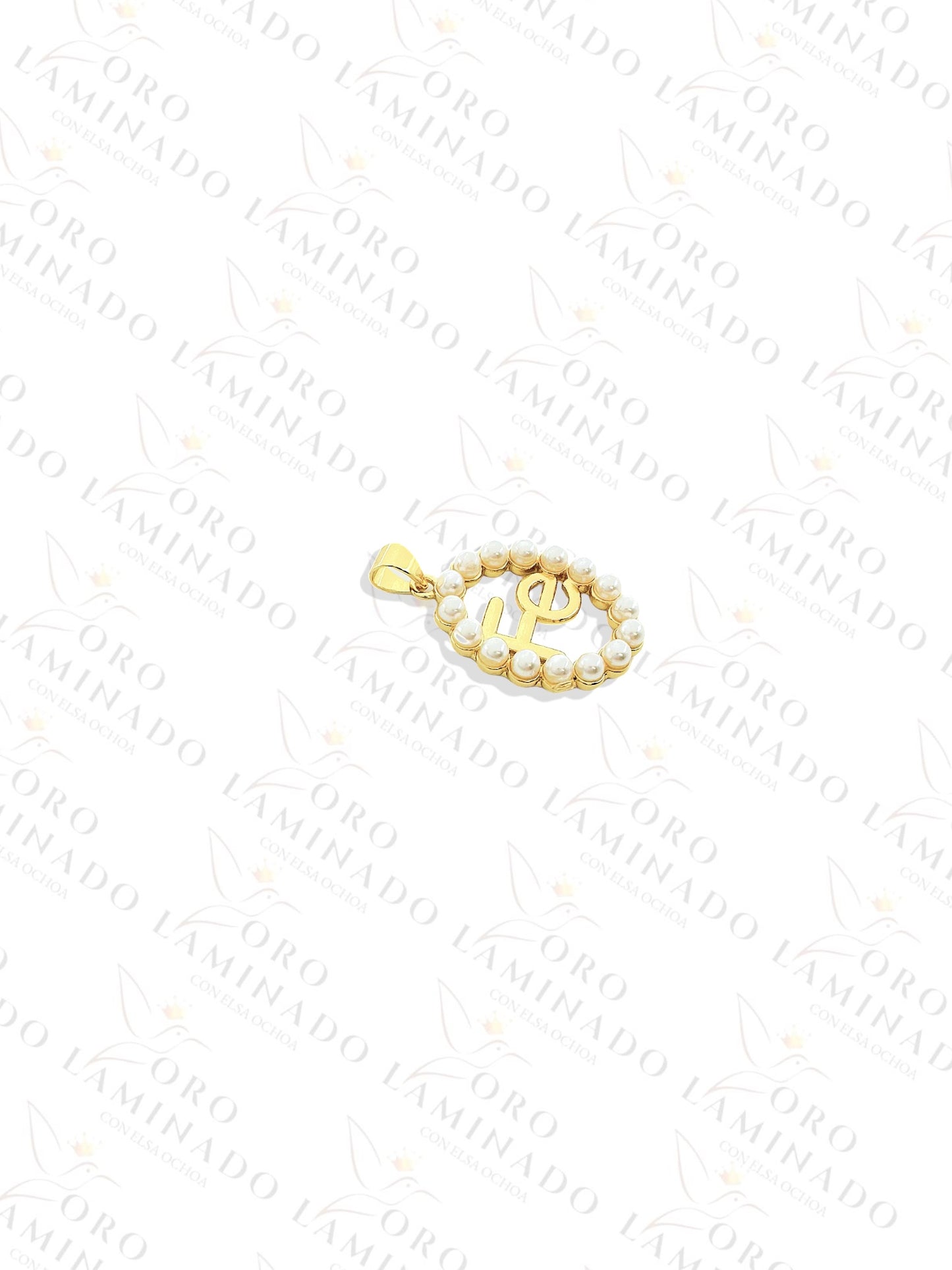 Gold Filled Oval "Fe" Pearl Pendant Y216